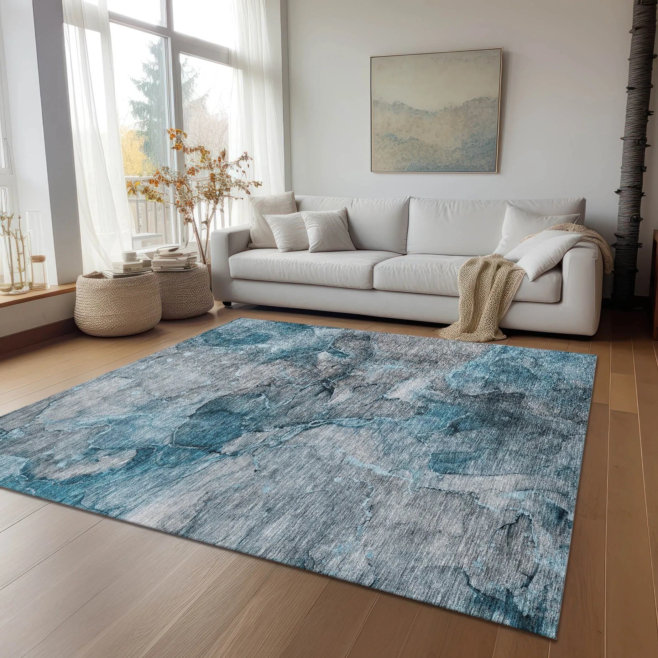 Machine Washable Indoor/ Outdoor Chantille Abstract Modern Rug
