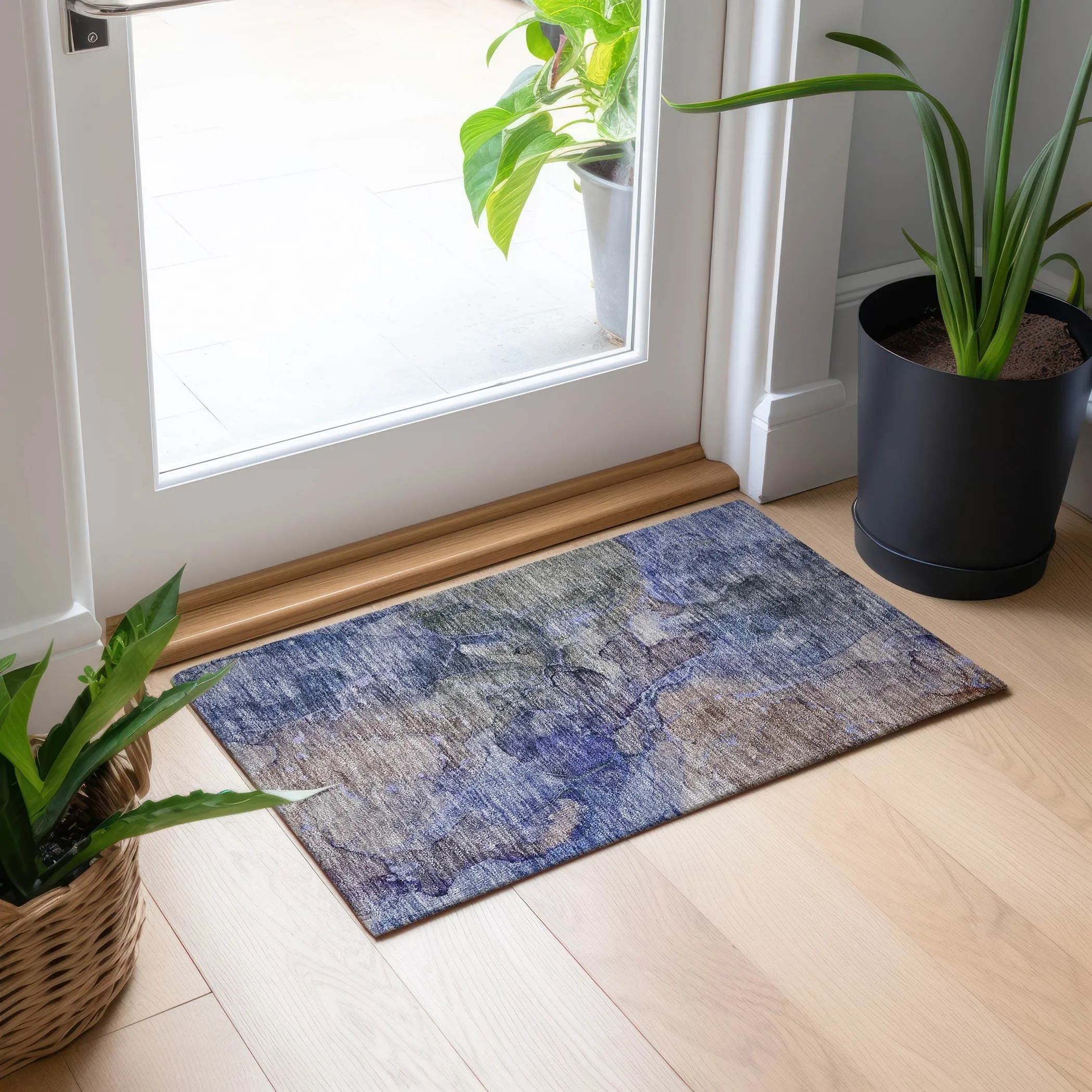 Machine Washable Indoor/ Outdoor Chantille Abstract Modern Rug