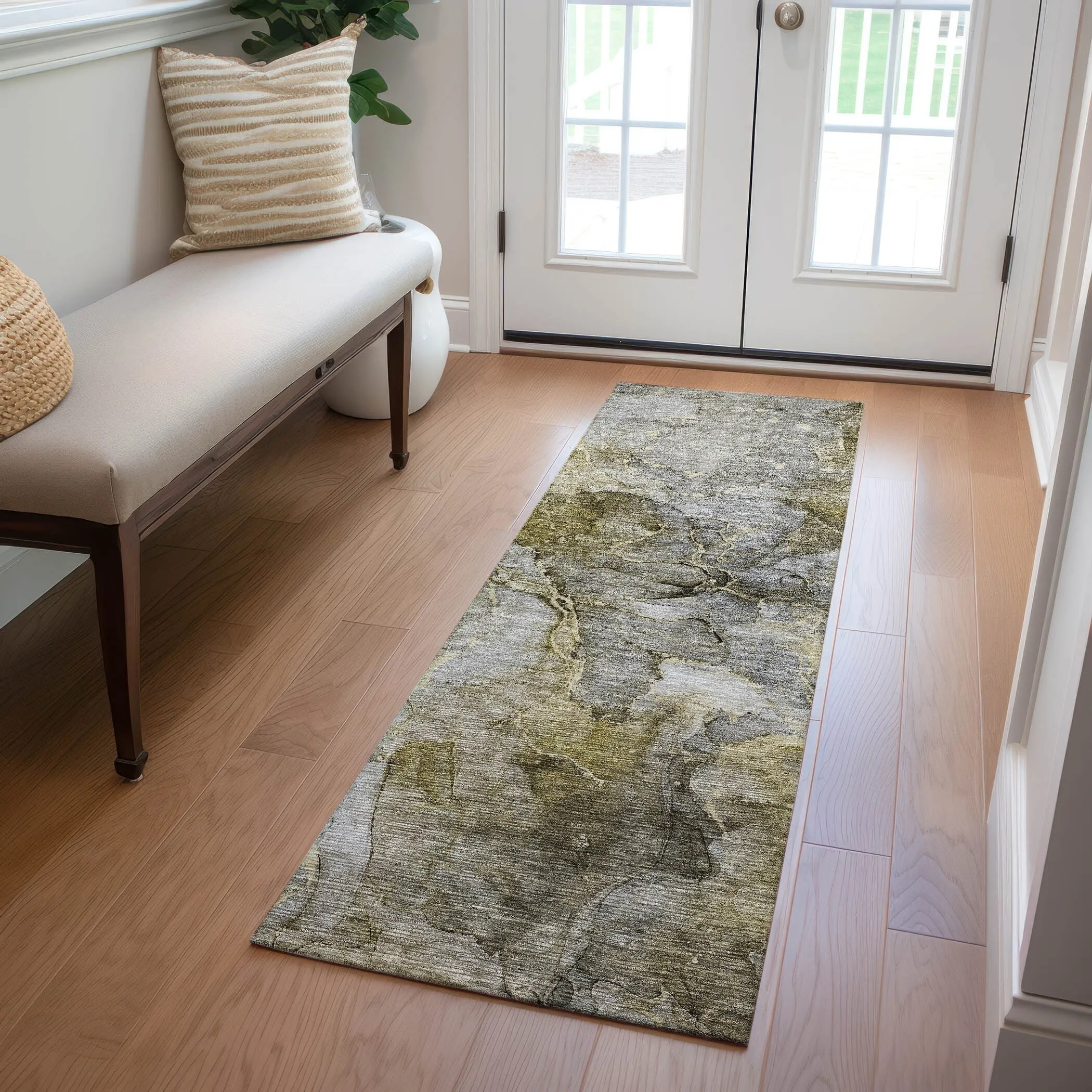 Machine Washable Indoor/ Outdoor Chantille Abstract Modern Rug