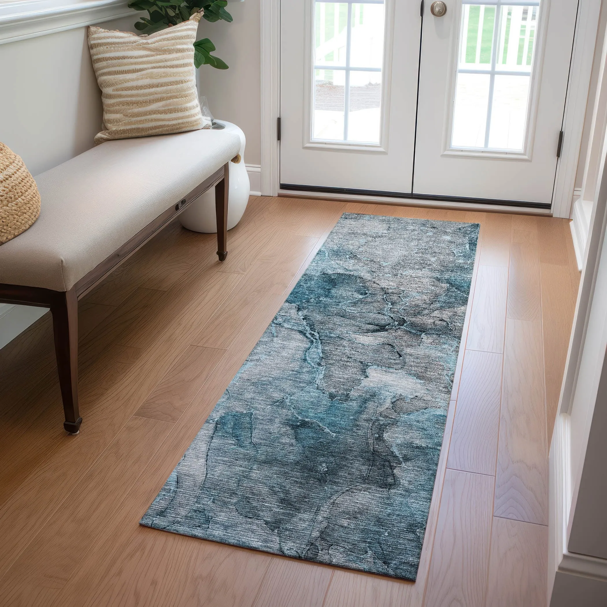 Machine Washable Indoor/ Outdoor Chantille Abstract Modern Rug