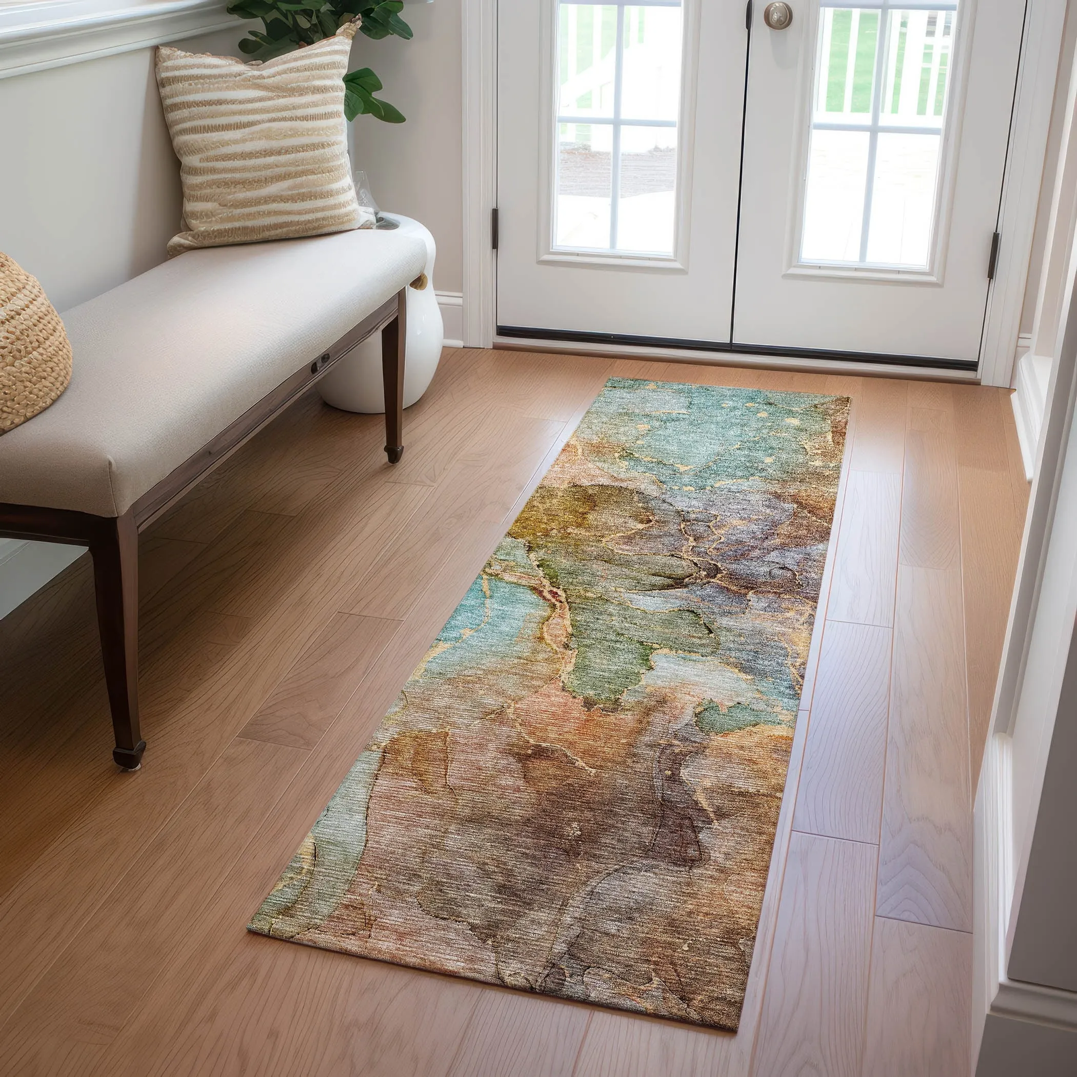 Machine Washable Indoor/ Outdoor Chantille Abstract Modern Rug