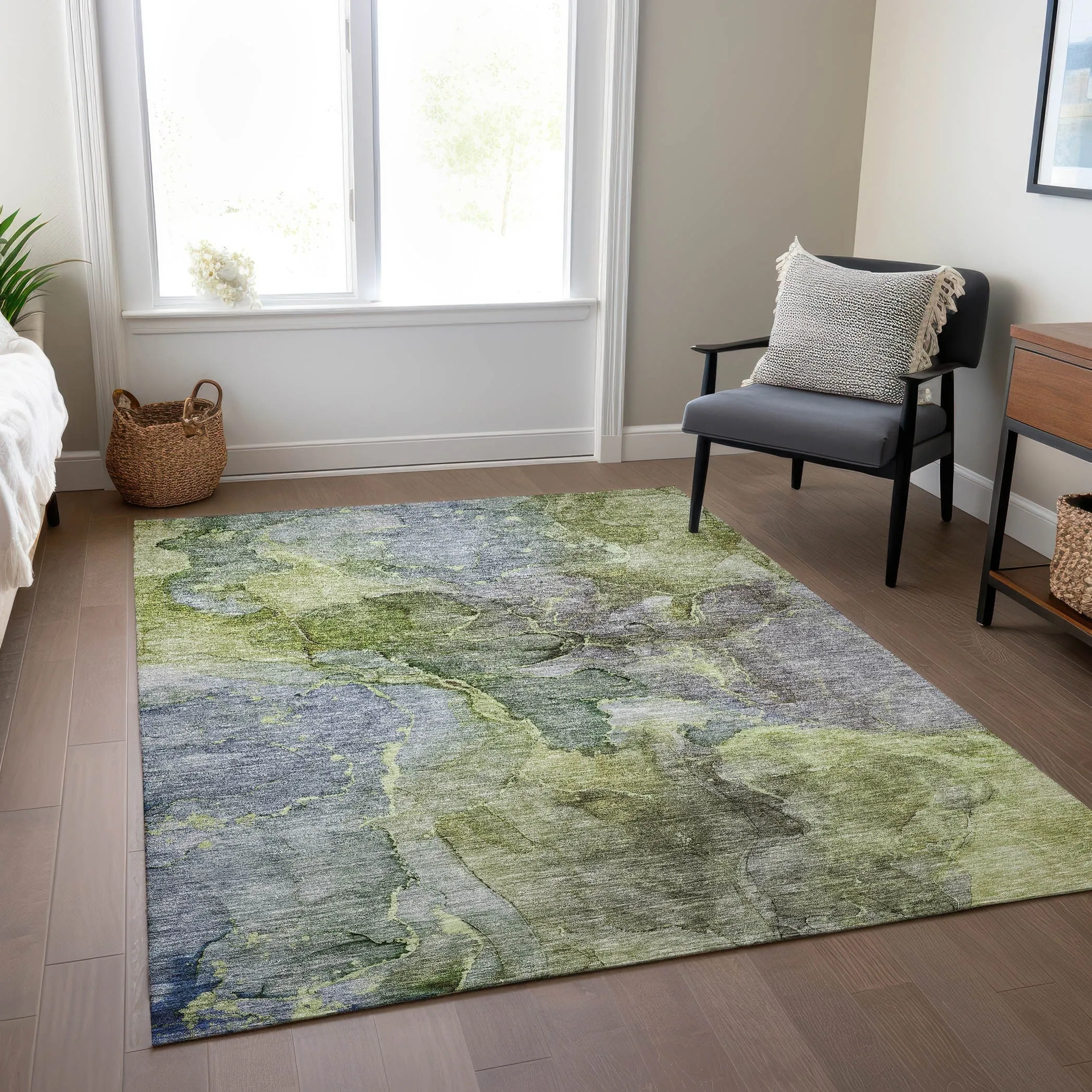 Machine Washable Indoor/ Outdoor Chantille Abstract Modern Rug