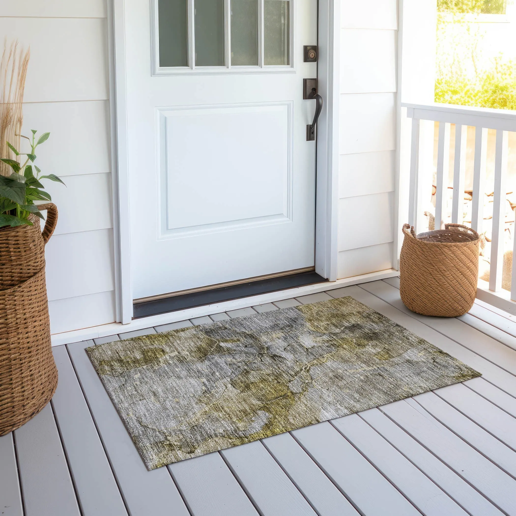 Machine Washable Indoor/ Outdoor Chantille Abstract Modern Rug
