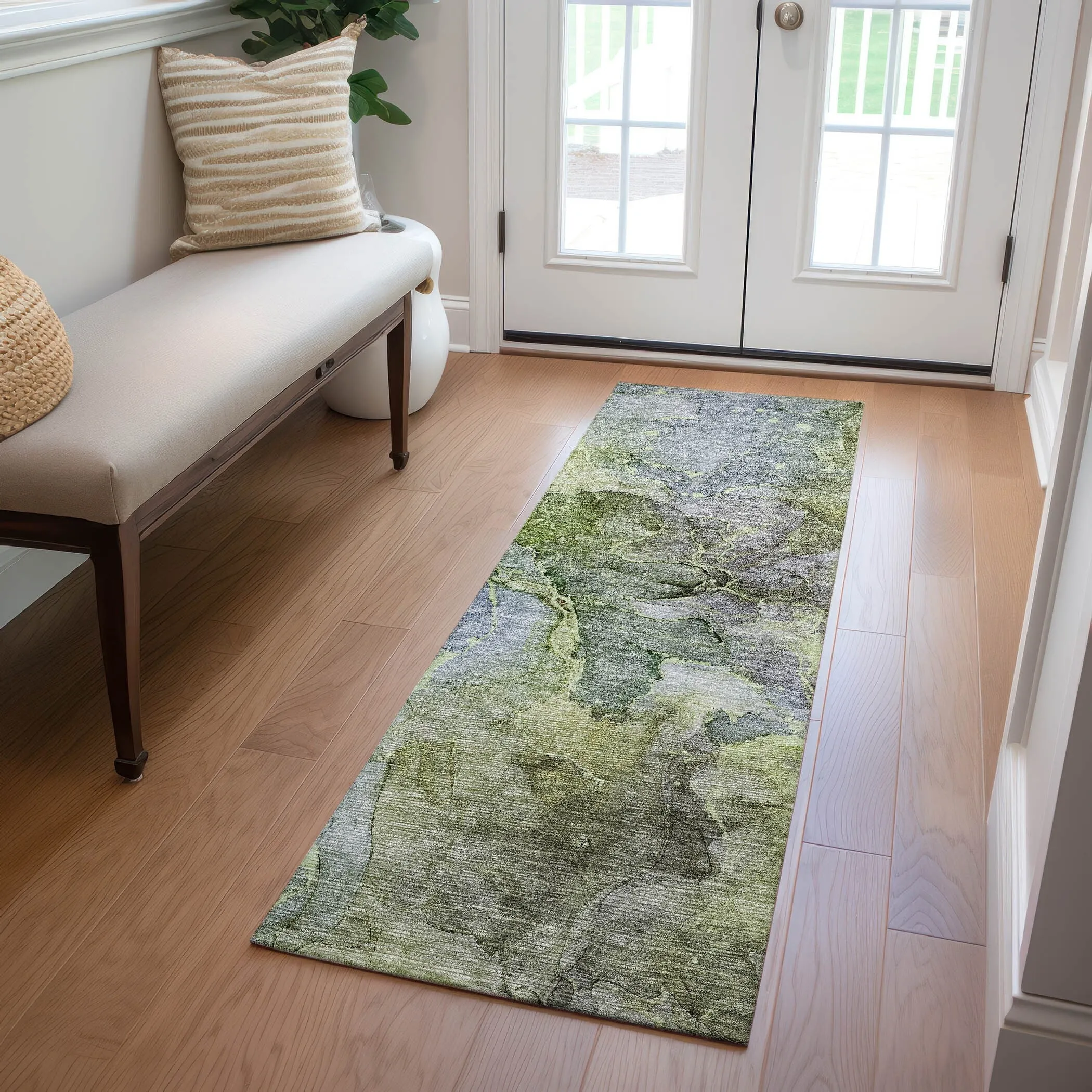 Machine Washable Indoor/ Outdoor Chantille Abstract Modern Rug