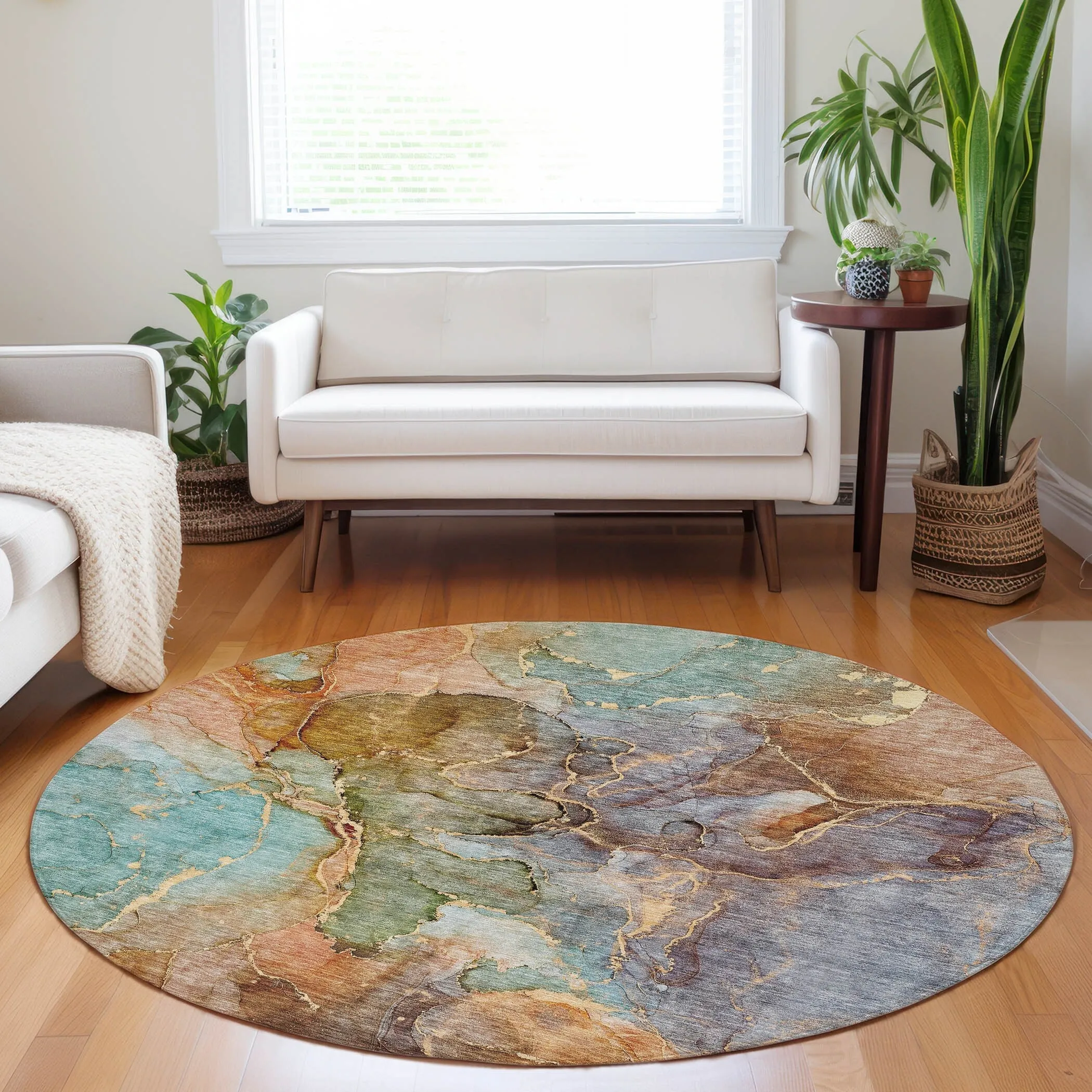 Machine Washable Indoor/ Outdoor Chantille Abstract Modern Rug
