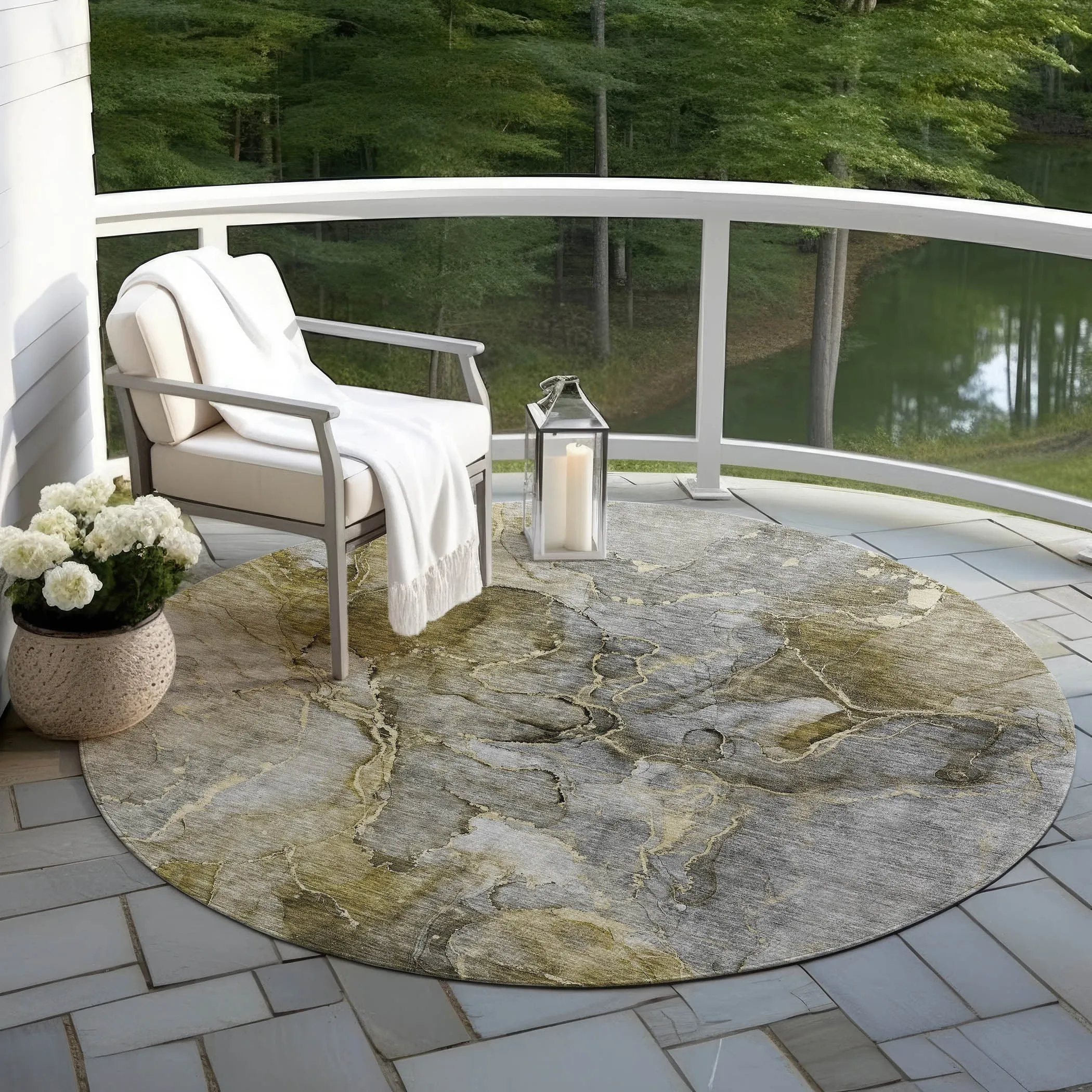 Machine Washable Indoor/ Outdoor Chantille Abstract Modern Rug