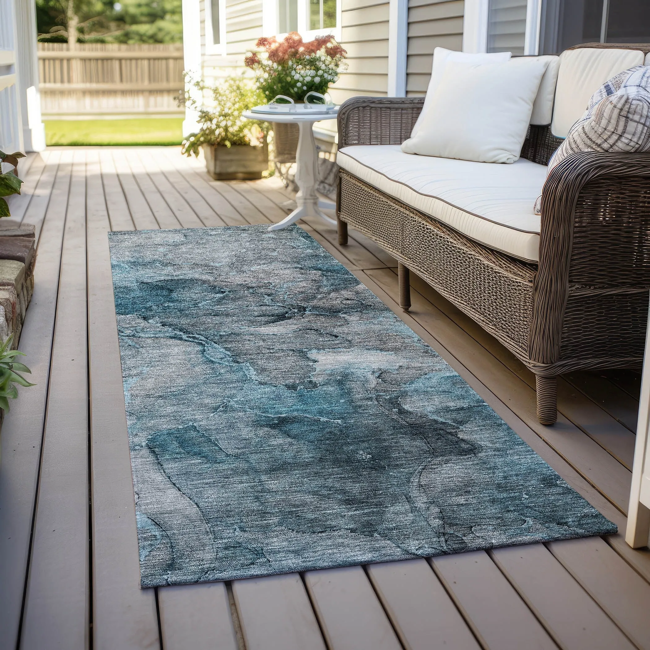 Machine Washable Indoor/ Outdoor Chantille Abstract Modern Rug