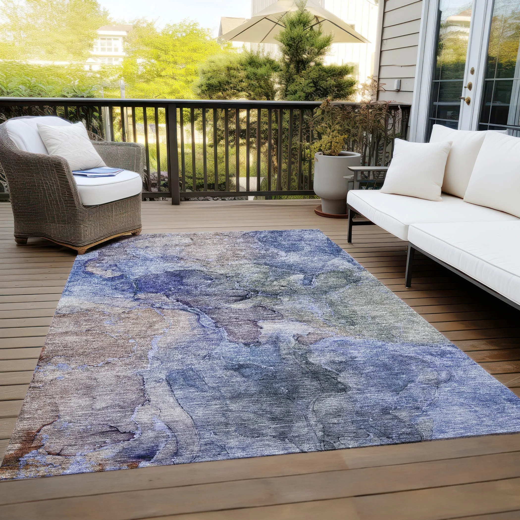 Machine Washable Indoor/ Outdoor Chantille Abstract Modern Rug