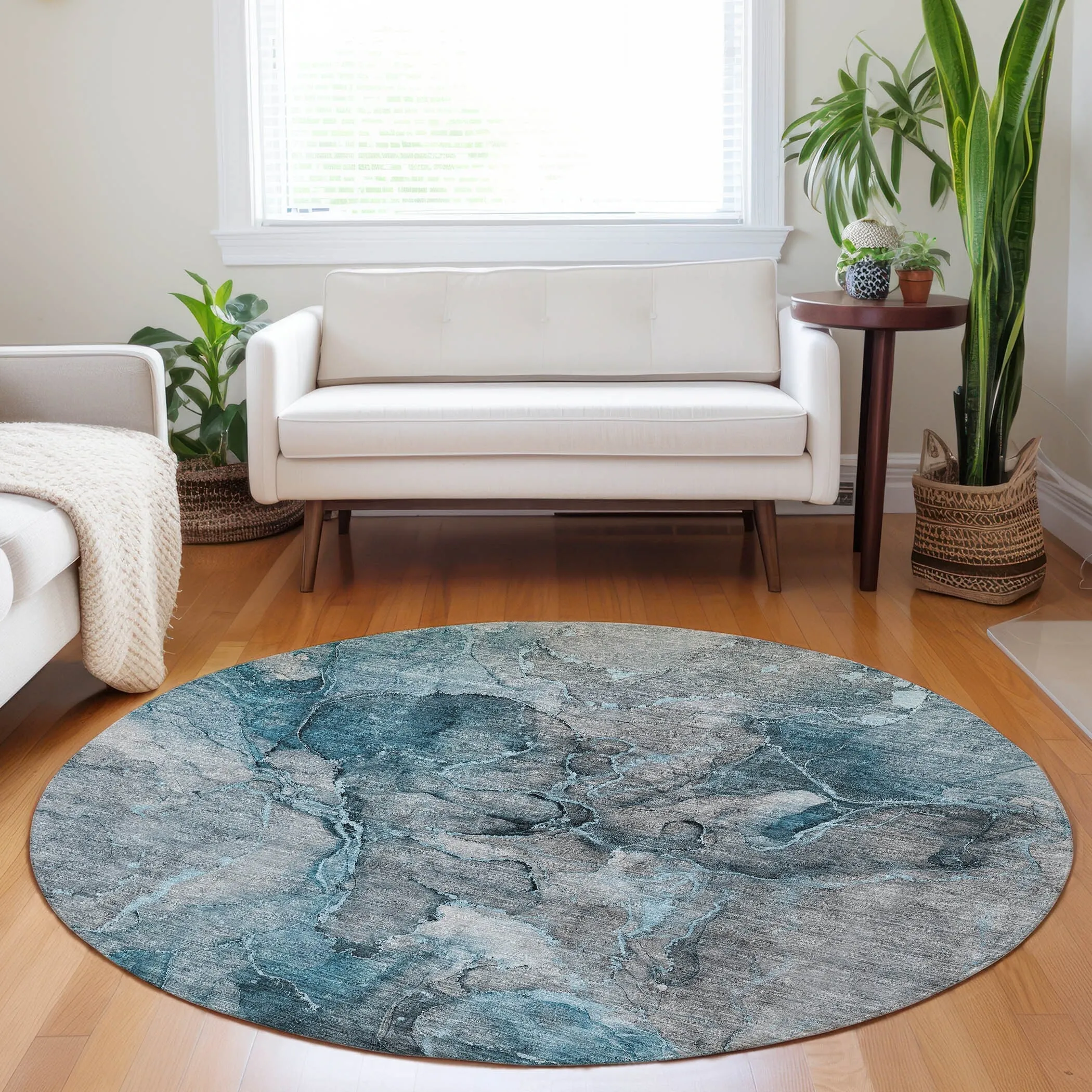 Machine Washable Indoor/ Outdoor Chantille Abstract Modern Rug
