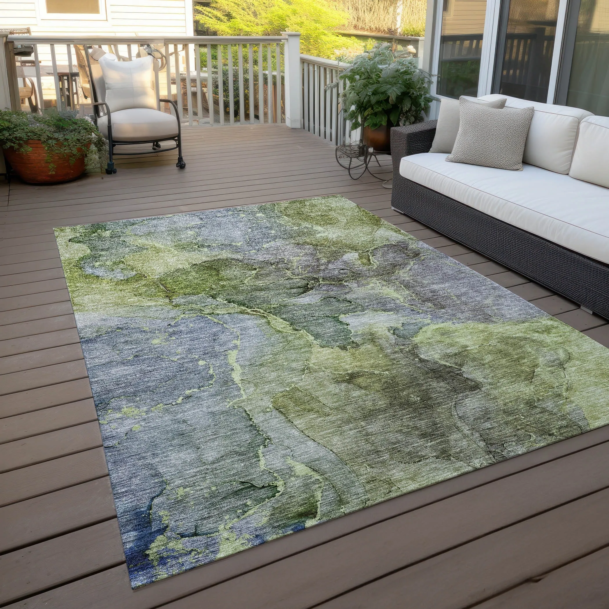 Machine Washable Indoor/ Outdoor Chantille Abstract Modern Rug