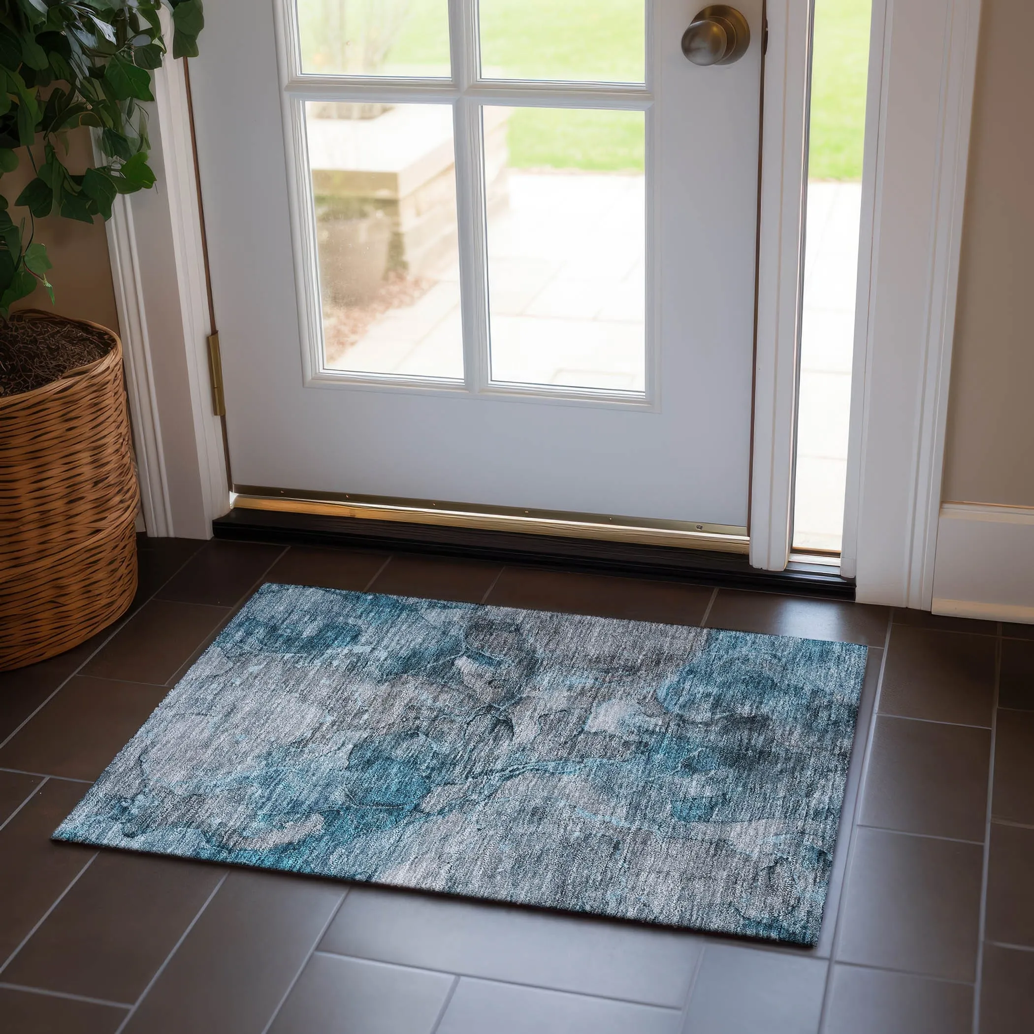 Machine Washable Indoor/ Outdoor Chantille Abstract Modern Rug