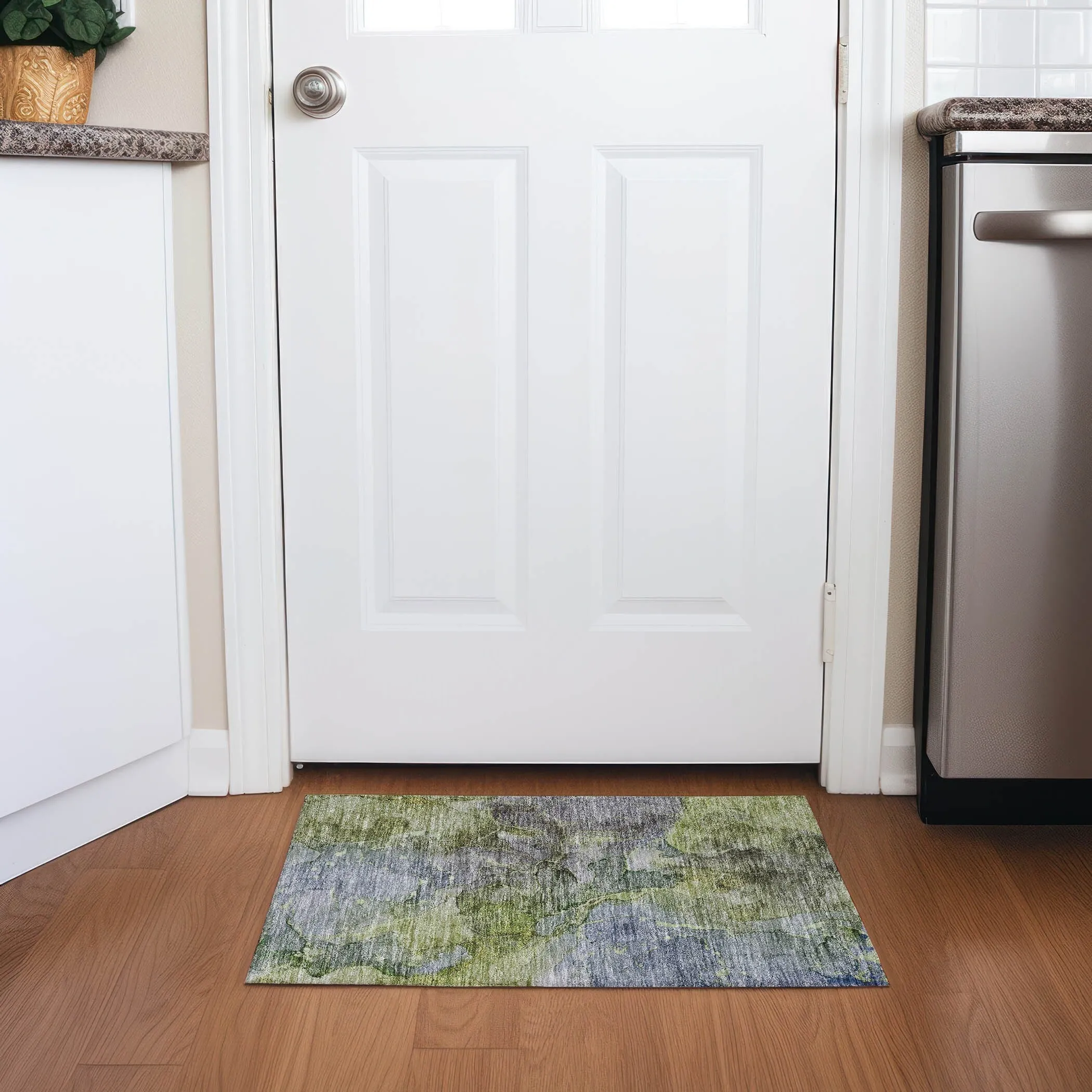 Machine Washable Indoor/ Outdoor Chantille Abstract Modern Rug