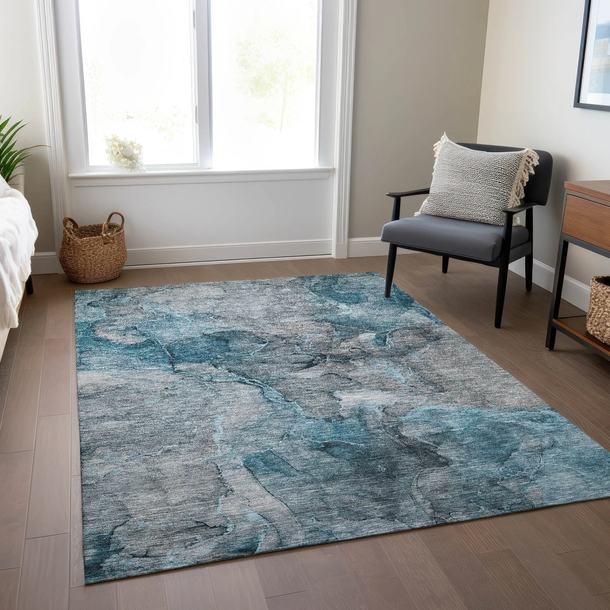 Machine Washable Indoor/ Outdoor Chantille Abstract Modern Rug