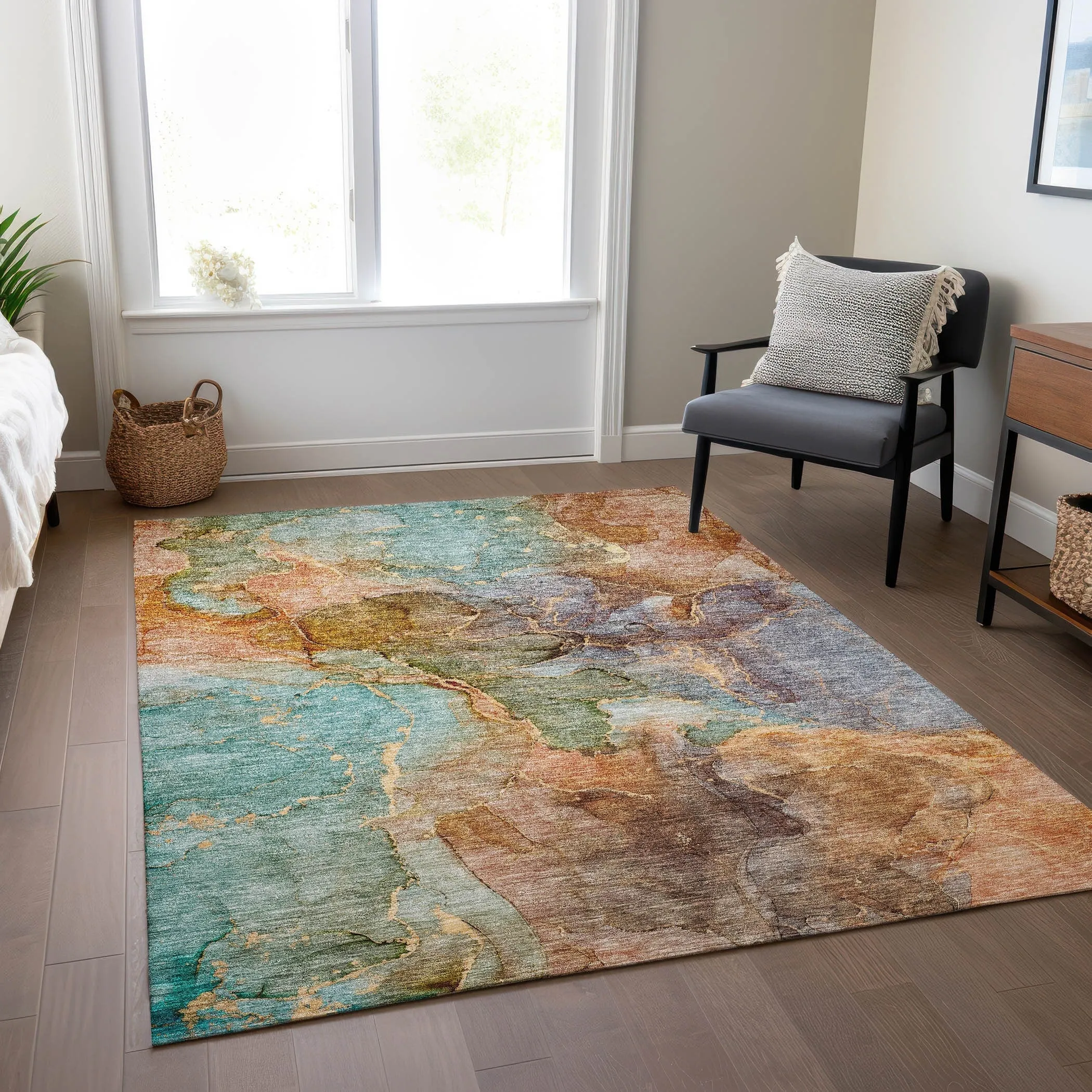 Machine Washable Indoor/ Outdoor Chantille Abstract Modern Rug