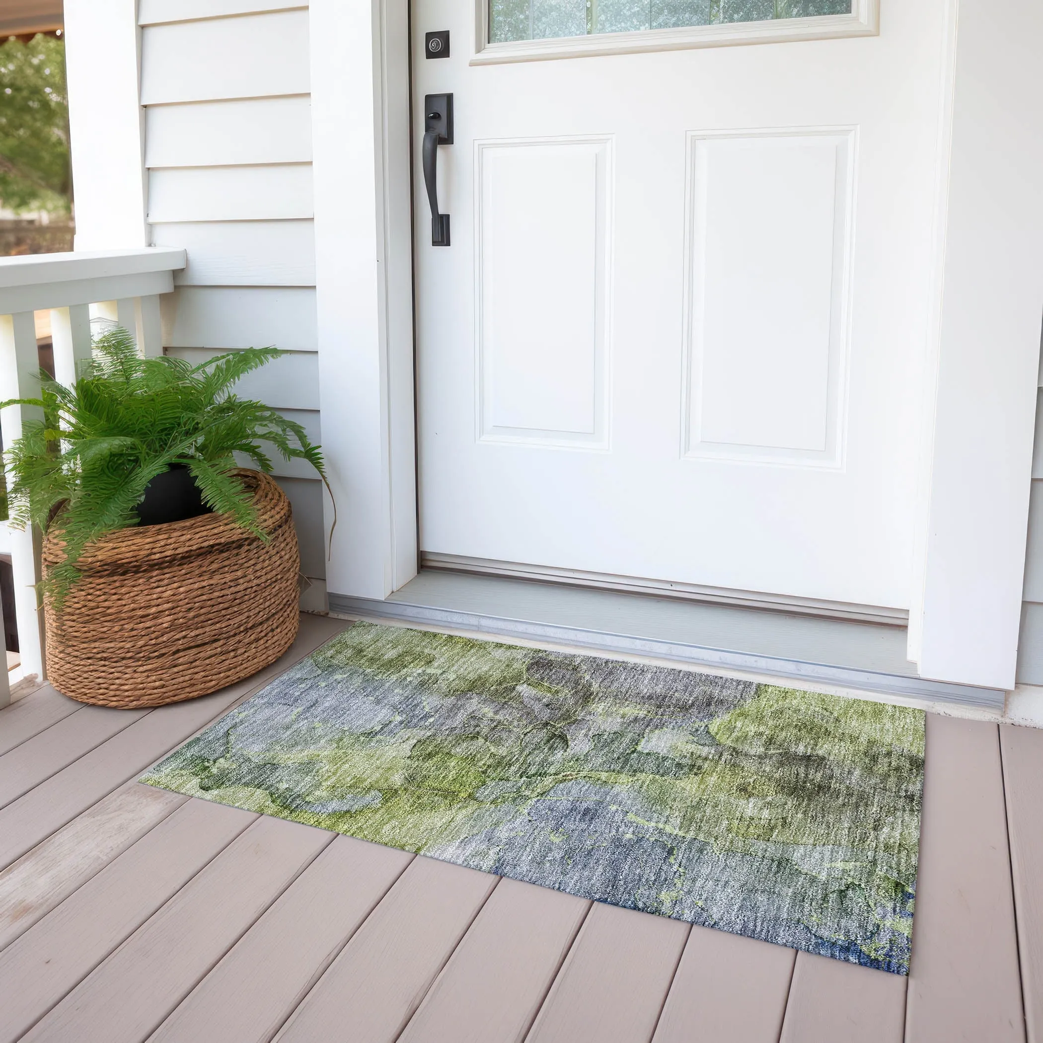 Machine Washable Indoor/ Outdoor Chantille Abstract Modern Rug