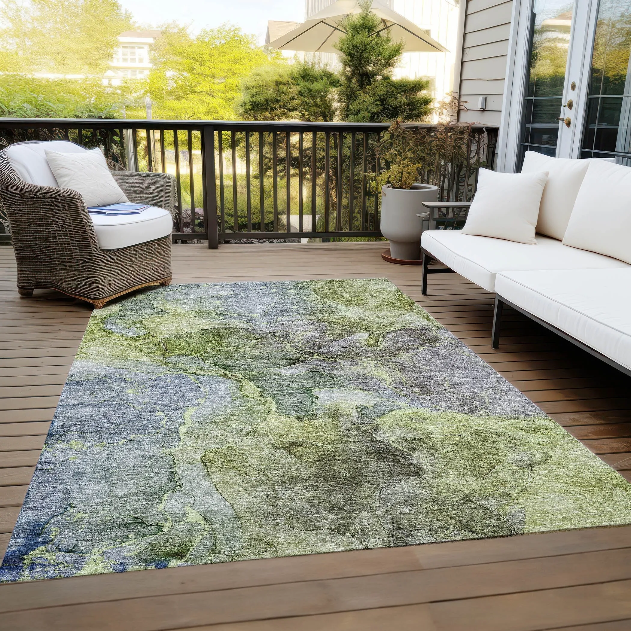 Machine Washable Indoor/ Outdoor Chantille Abstract Modern Rug