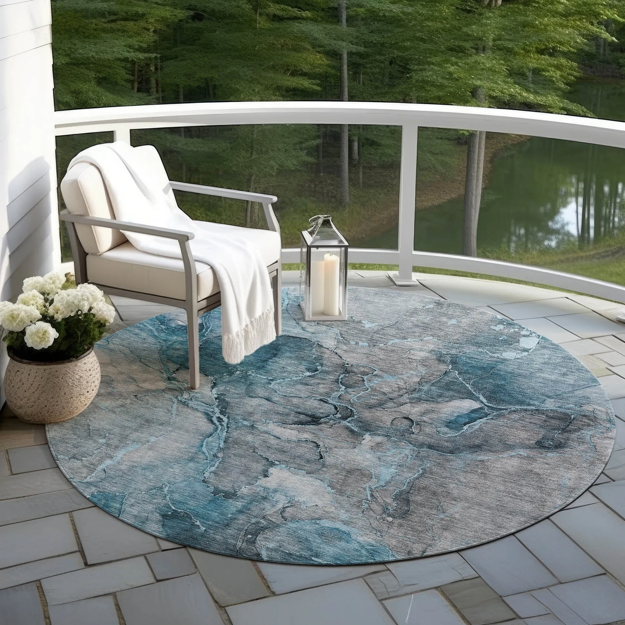 Machine Washable Indoor/ Outdoor Chantille Abstract Modern Rug