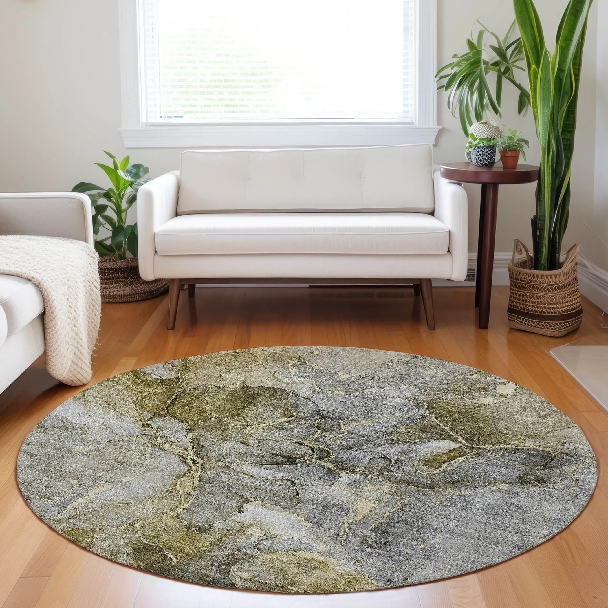 Machine Washable Indoor/ Outdoor Chantille Abstract Modern Rug