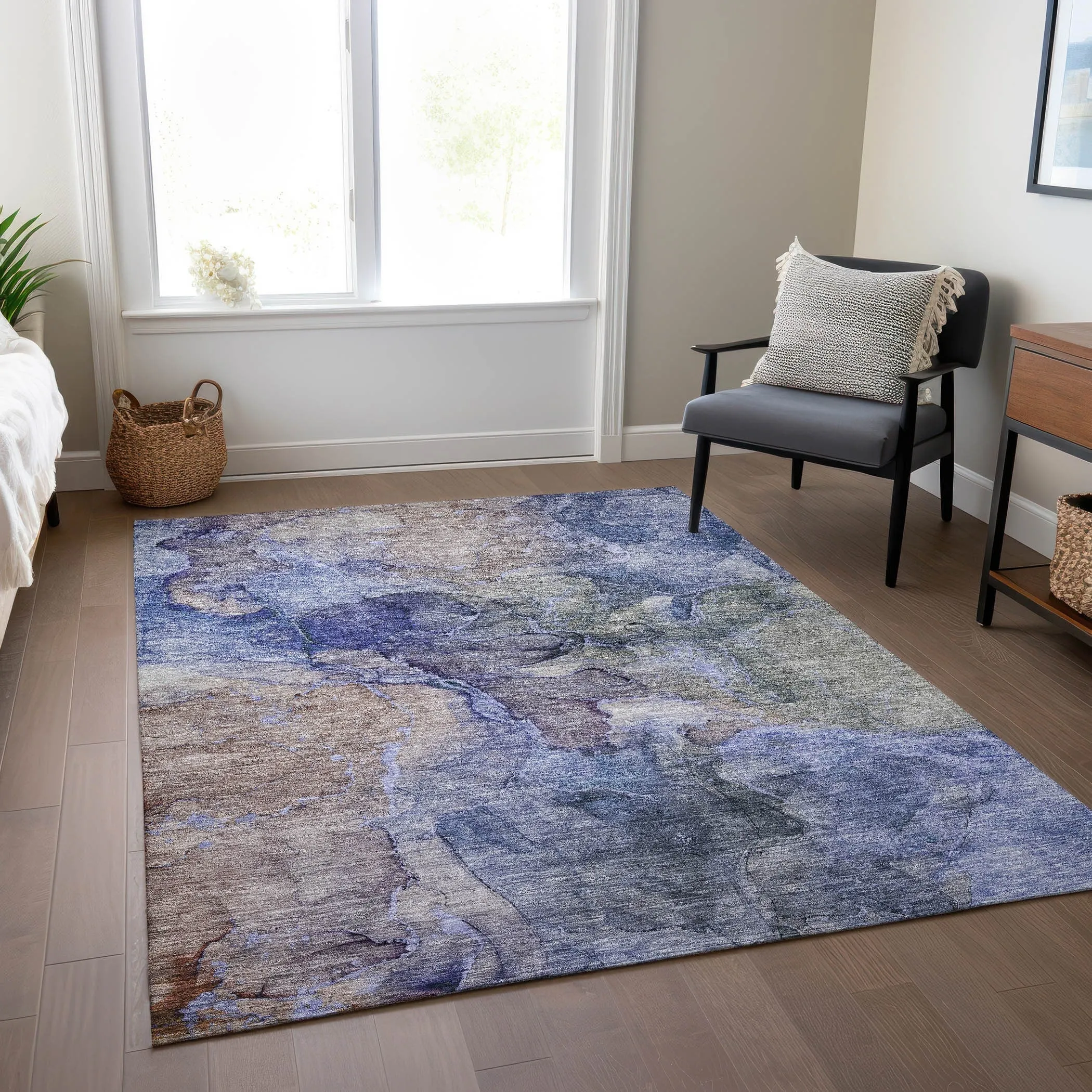 Machine Washable Indoor/ Outdoor Chantille Abstract Modern Rug
