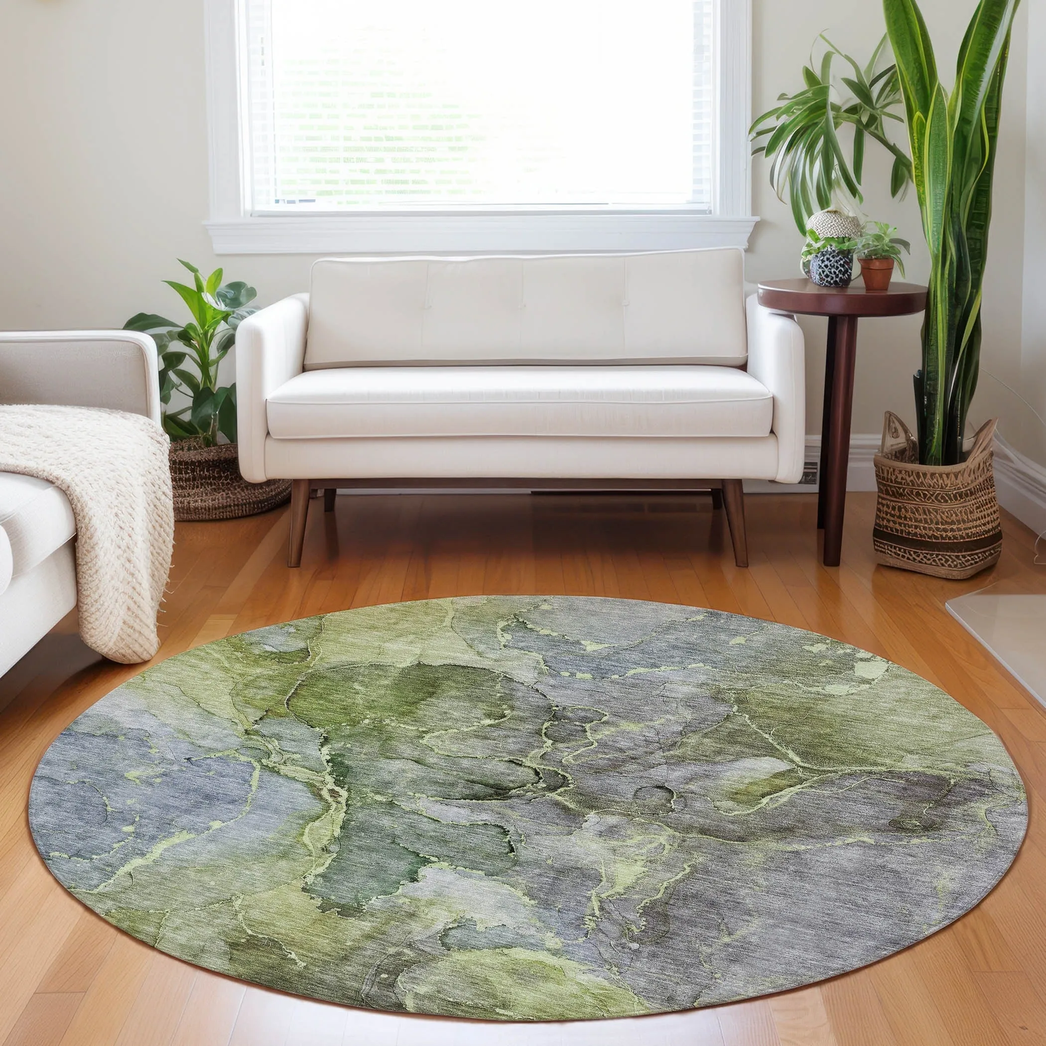Machine Washable Indoor/ Outdoor Chantille Abstract Modern Rug