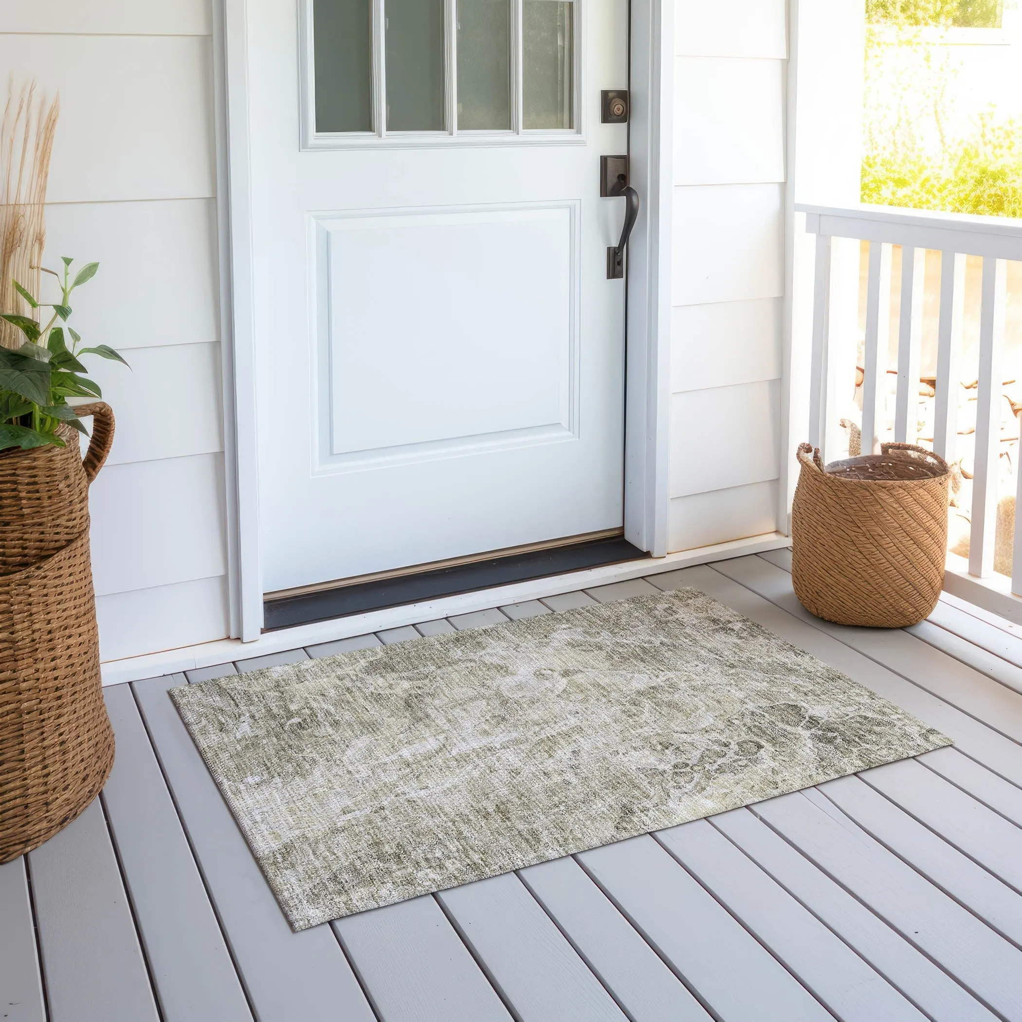 Machine Washable Indoor/ Outdoor Chantille Abstract Watercolor Rug