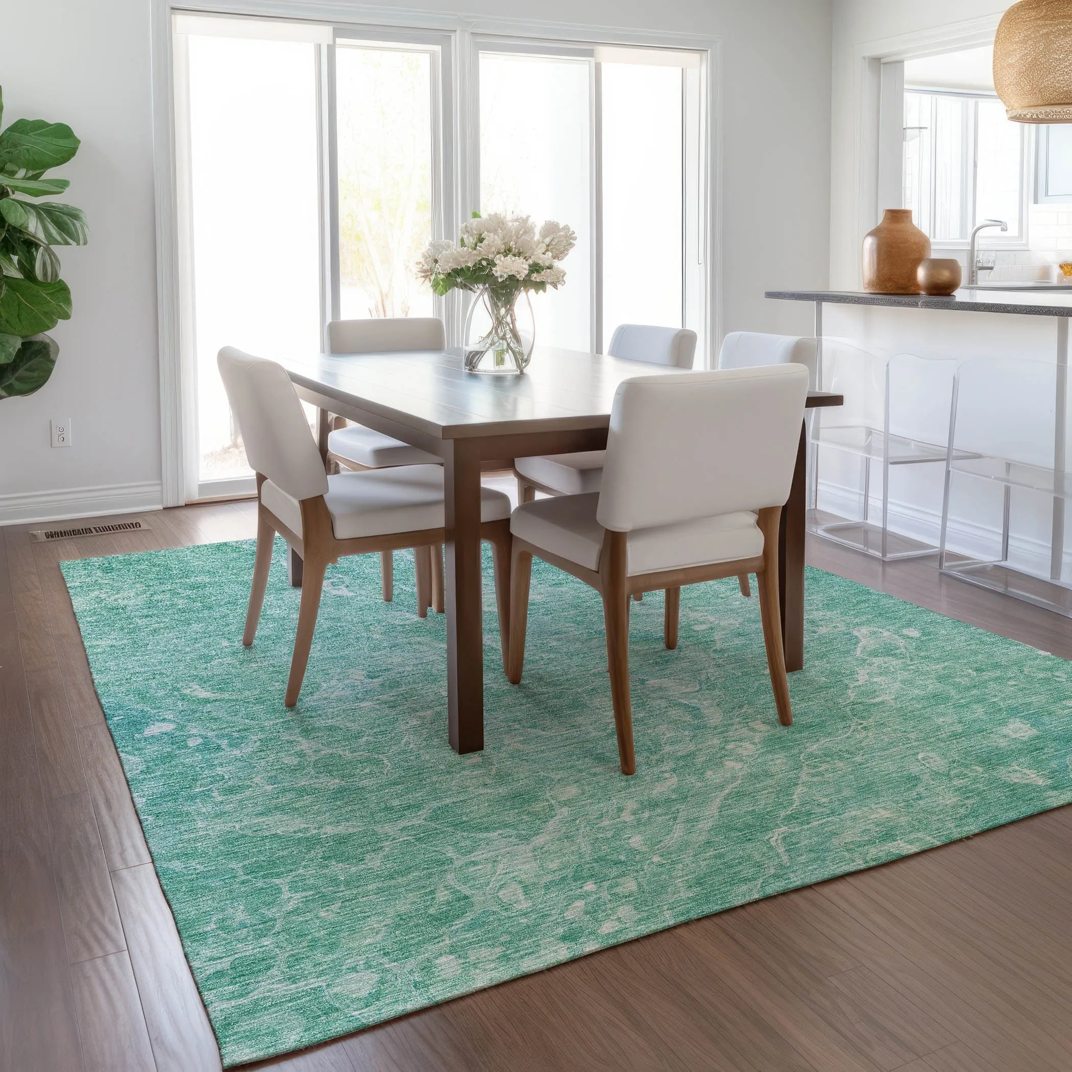 Machine Washable Indoor/ Outdoor Chantille Abstract Watercolor Rug