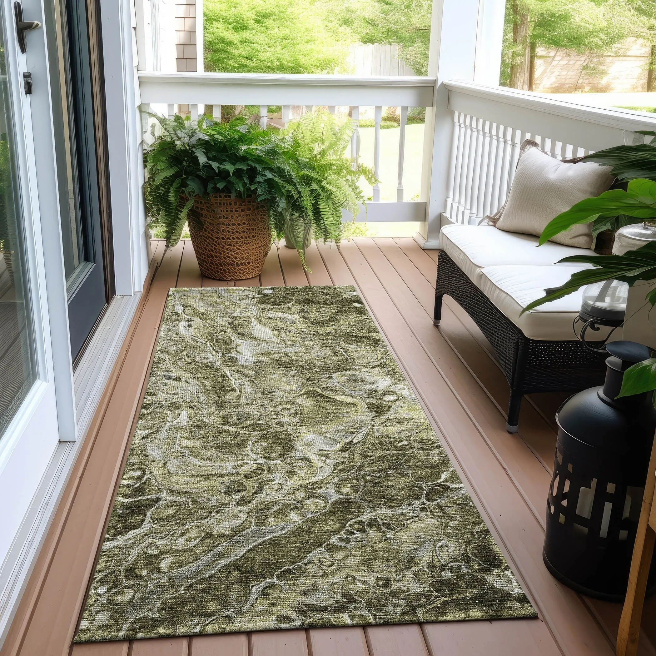 Machine Washable Indoor/ Outdoor Chantille Abstract Watercolor Rug