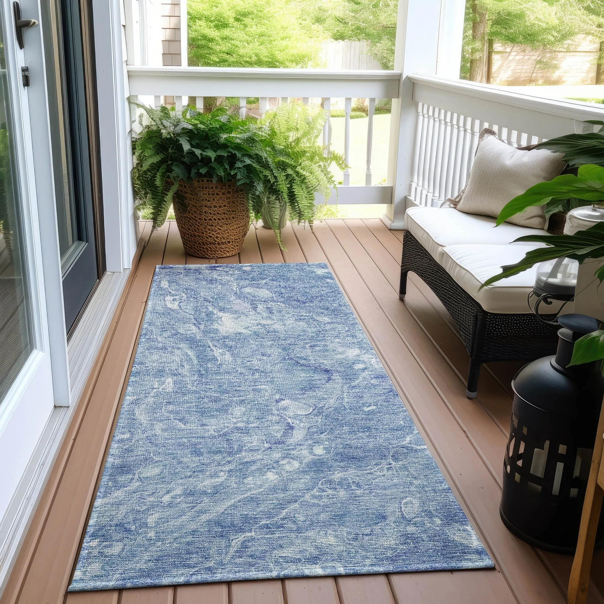 Machine Washable Indoor/ Outdoor Chantille Abstract Watercolor Rug