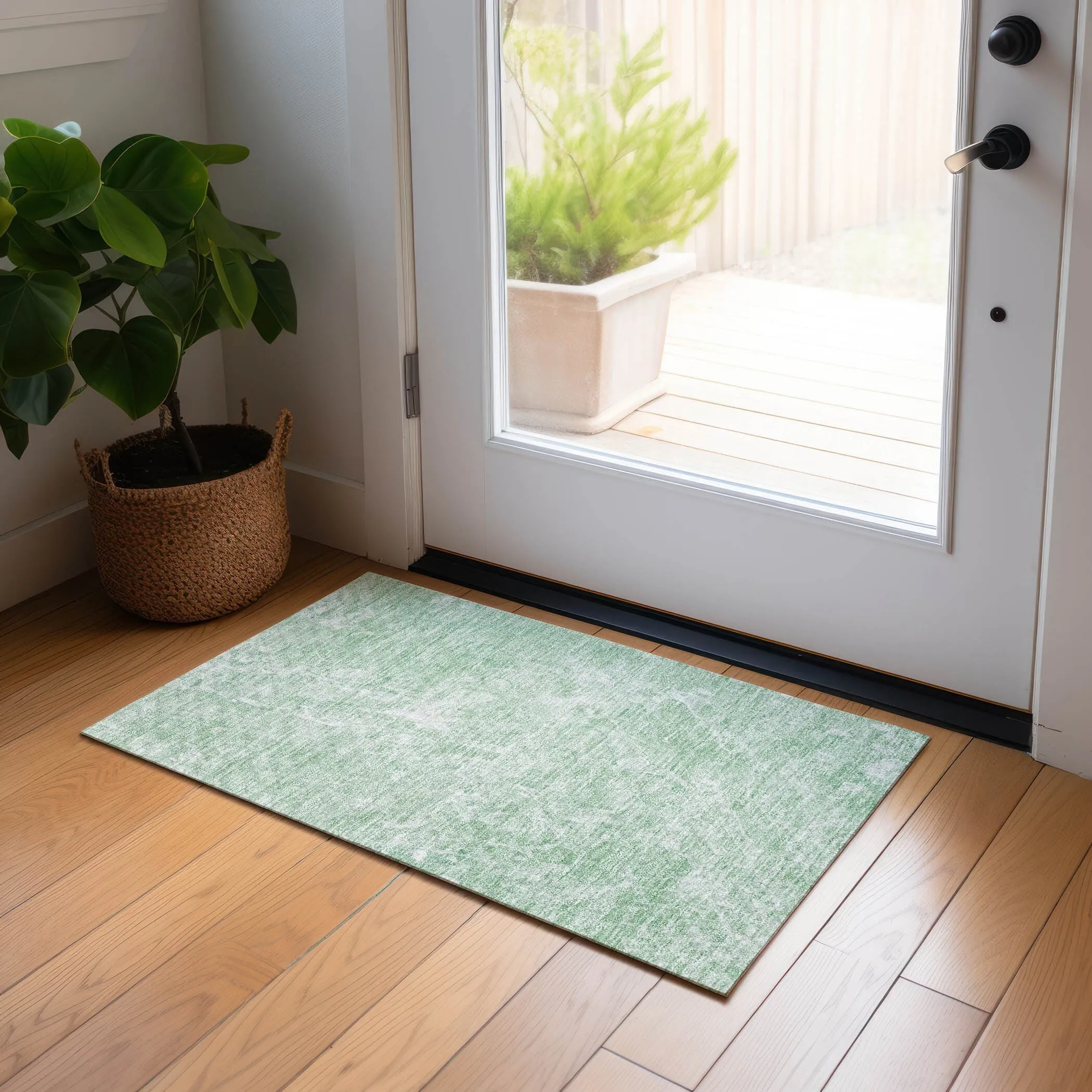 Machine Washable Indoor/ Outdoor Chantille Abstract Watercolor Rug