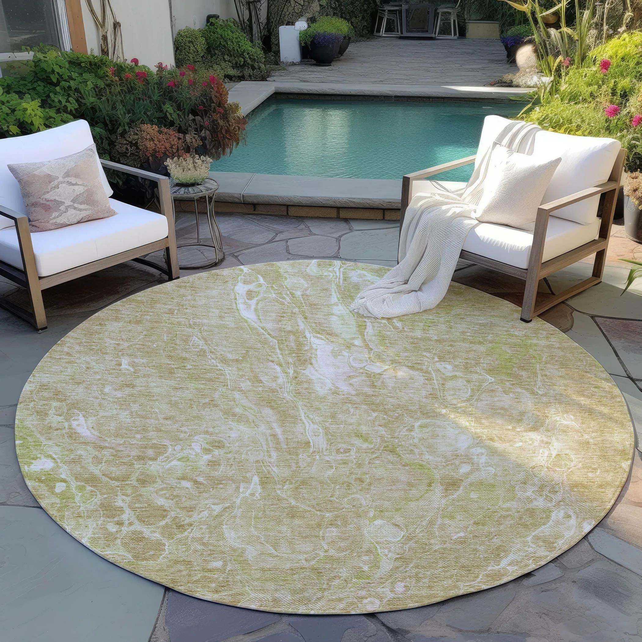 Machine Washable Indoor/ Outdoor Chantille Abstract Watercolor Rug