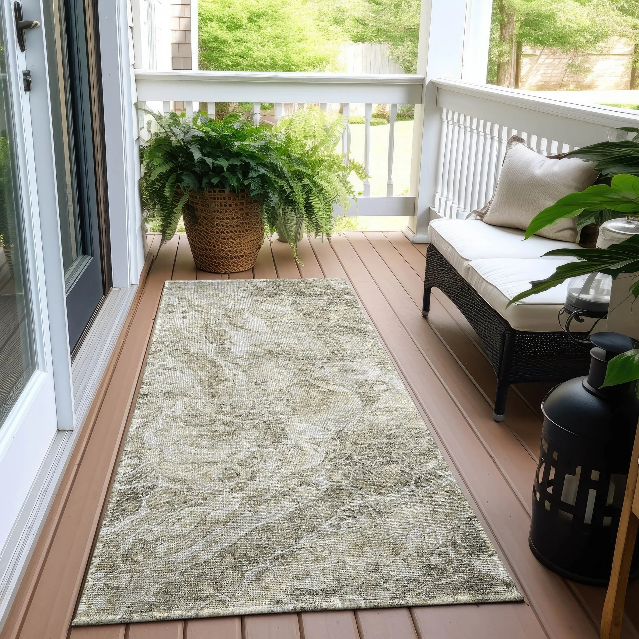 Machine Washable Indoor/ Outdoor Chantille Abstract Watercolor Rug
