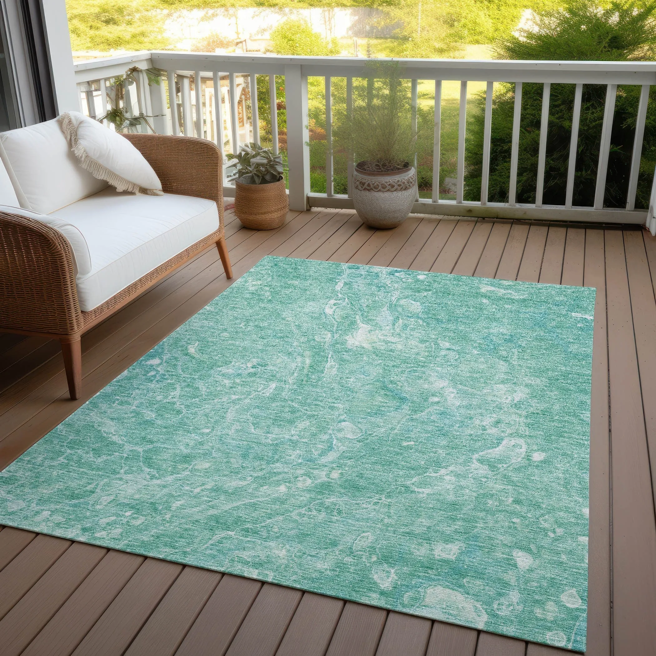 Machine Washable Indoor/ Outdoor Chantille Abstract Watercolor Rug