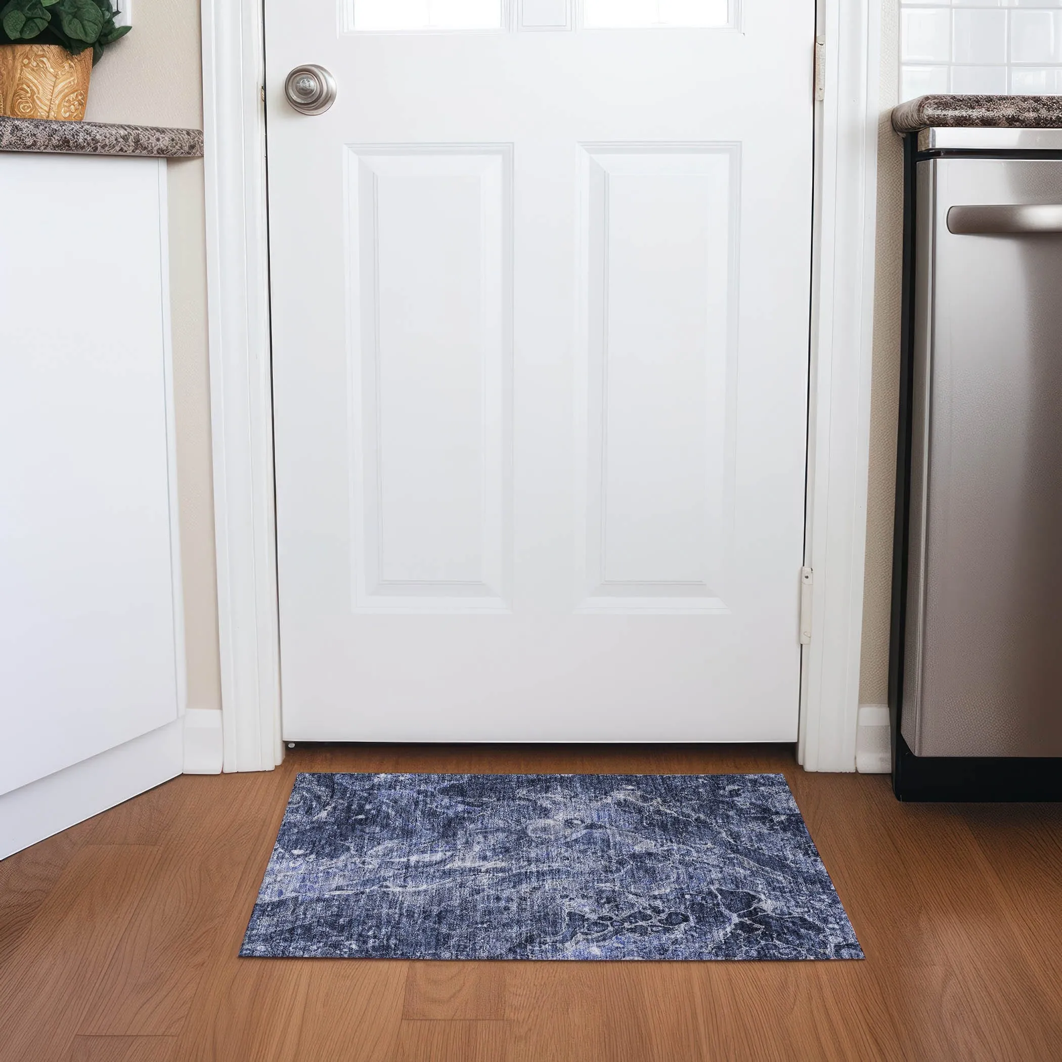 Machine Washable Indoor/ Outdoor Chantille Abstract Watercolor Rug
