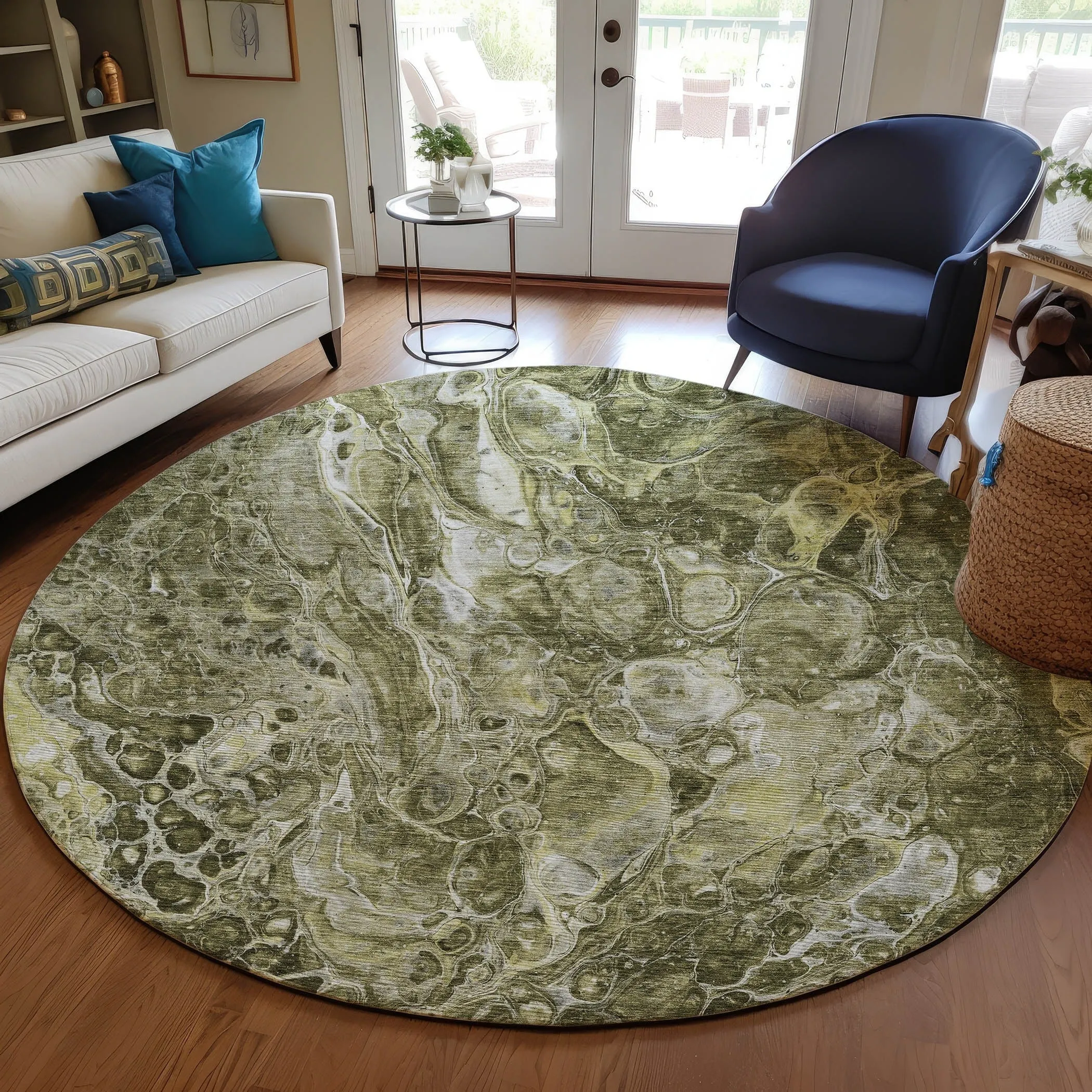 Machine Washable Indoor/ Outdoor Chantille Abstract Watercolor Rug