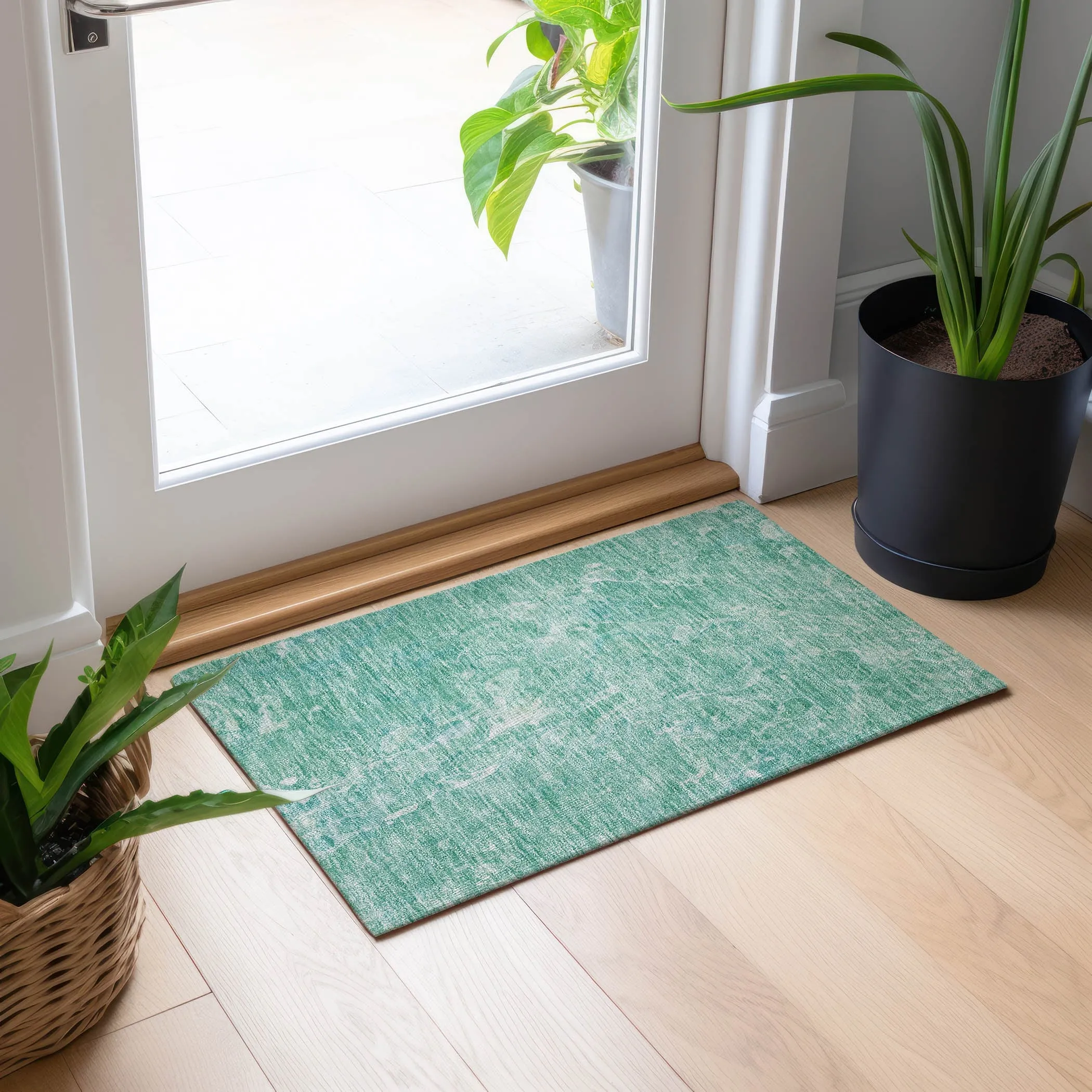 Machine Washable Indoor/ Outdoor Chantille Abstract Watercolor Rug