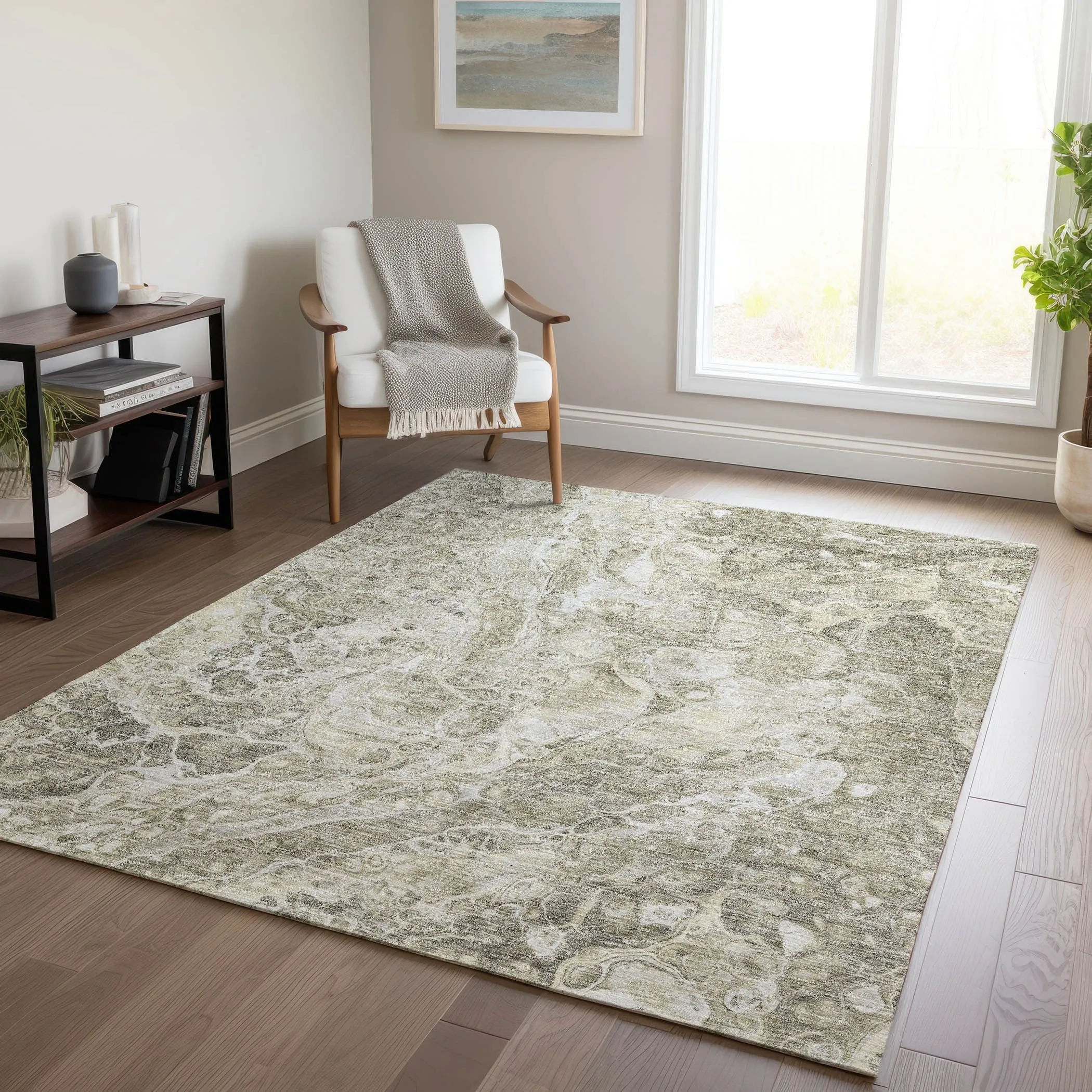 Machine Washable Indoor/ Outdoor Chantille Abstract Watercolor Rug