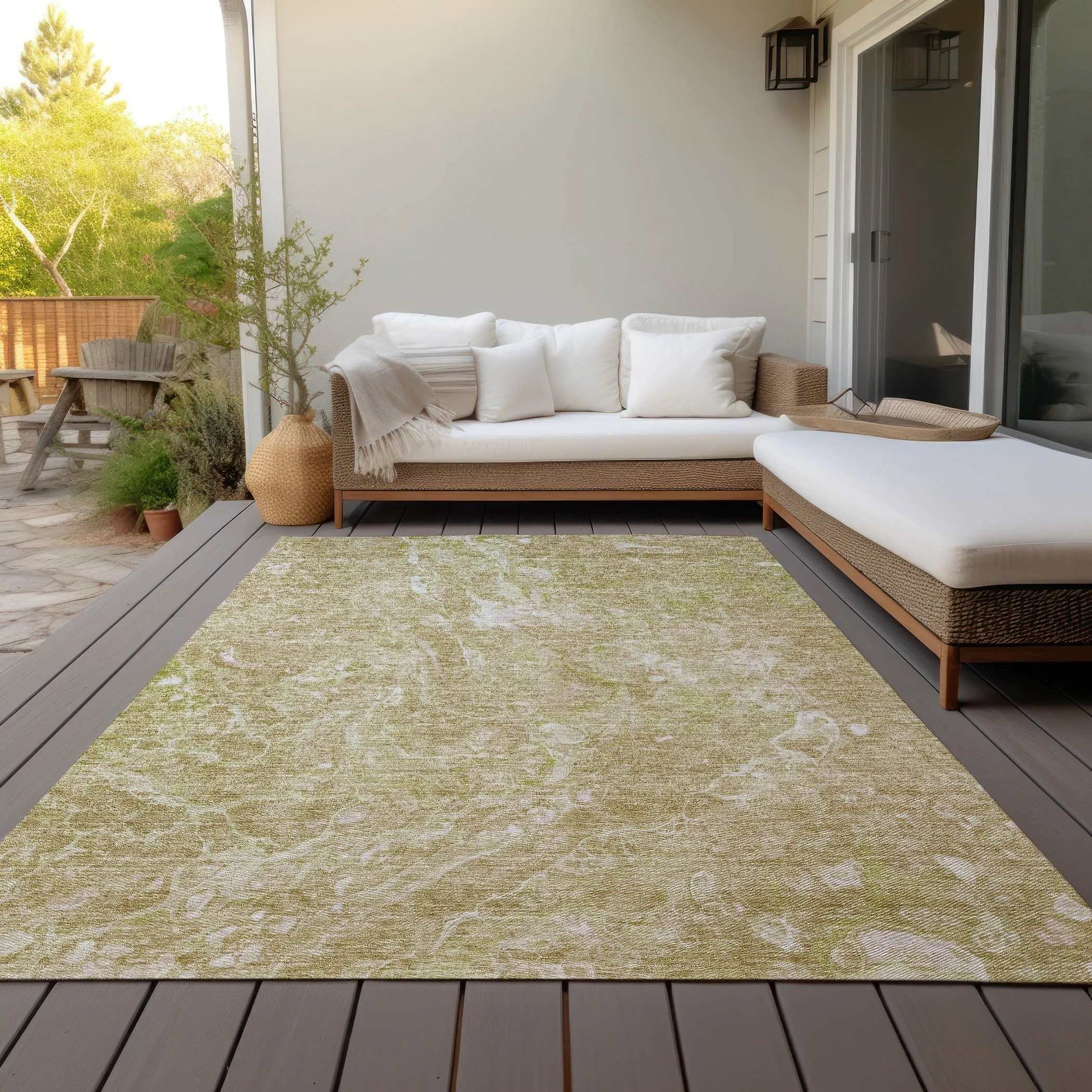 Machine Washable Indoor/ Outdoor Chantille Abstract Watercolor Rug