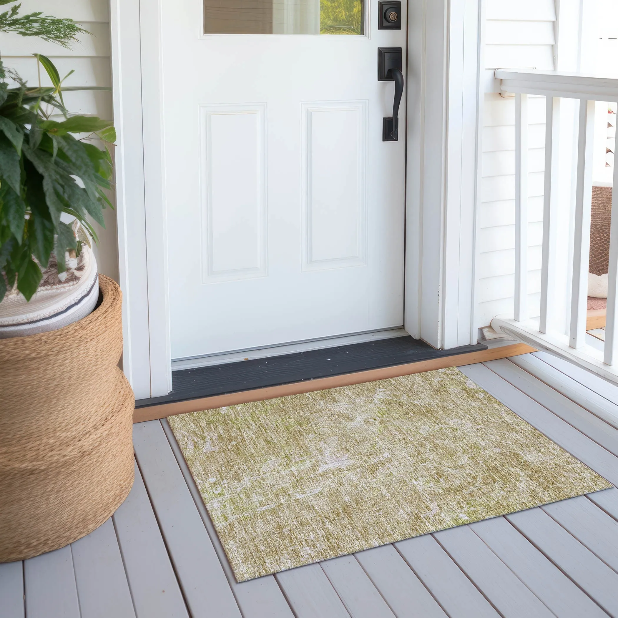 Machine Washable Indoor/ Outdoor Chantille Abstract Watercolor Rug