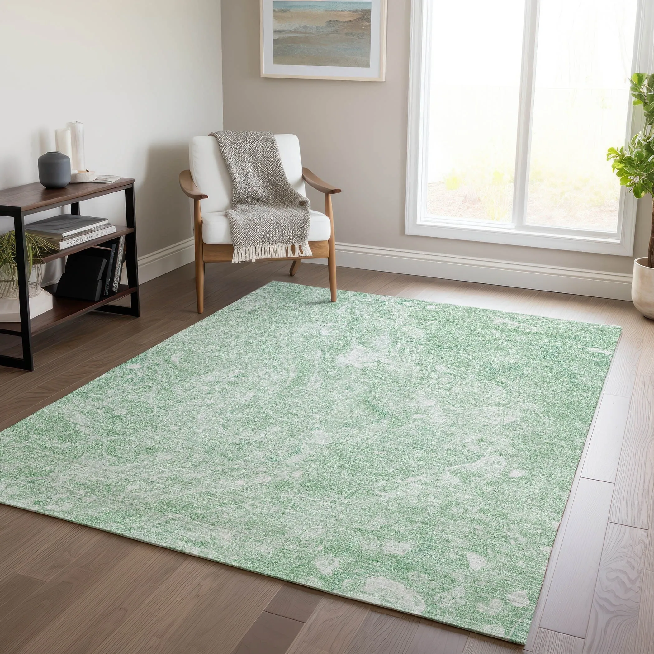 Machine Washable Indoor/ Outdoor Chantille Abstract Watercolor Rug