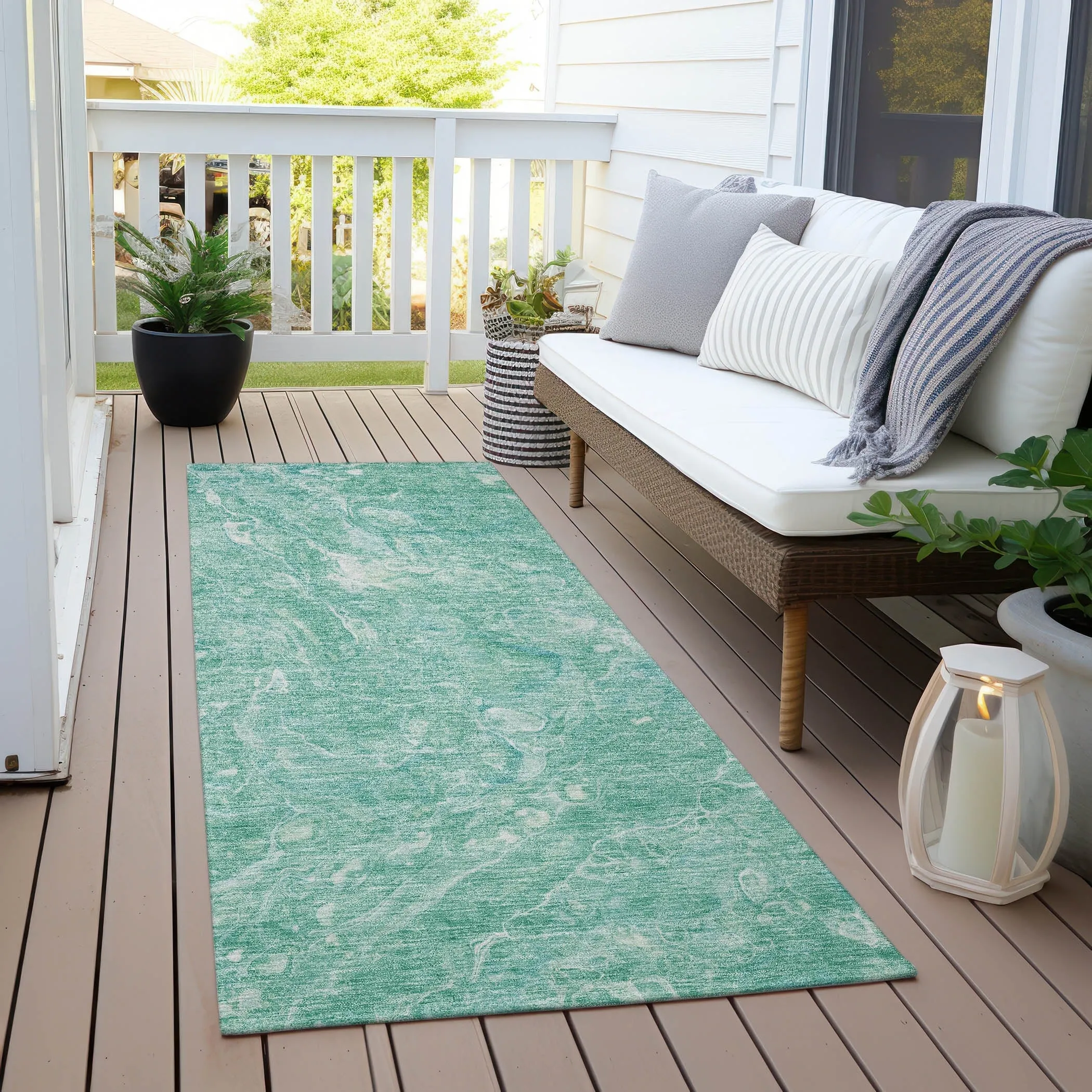 Machine Washable Indoor/ Outdoor Chantille Abstract Watercolor Rug