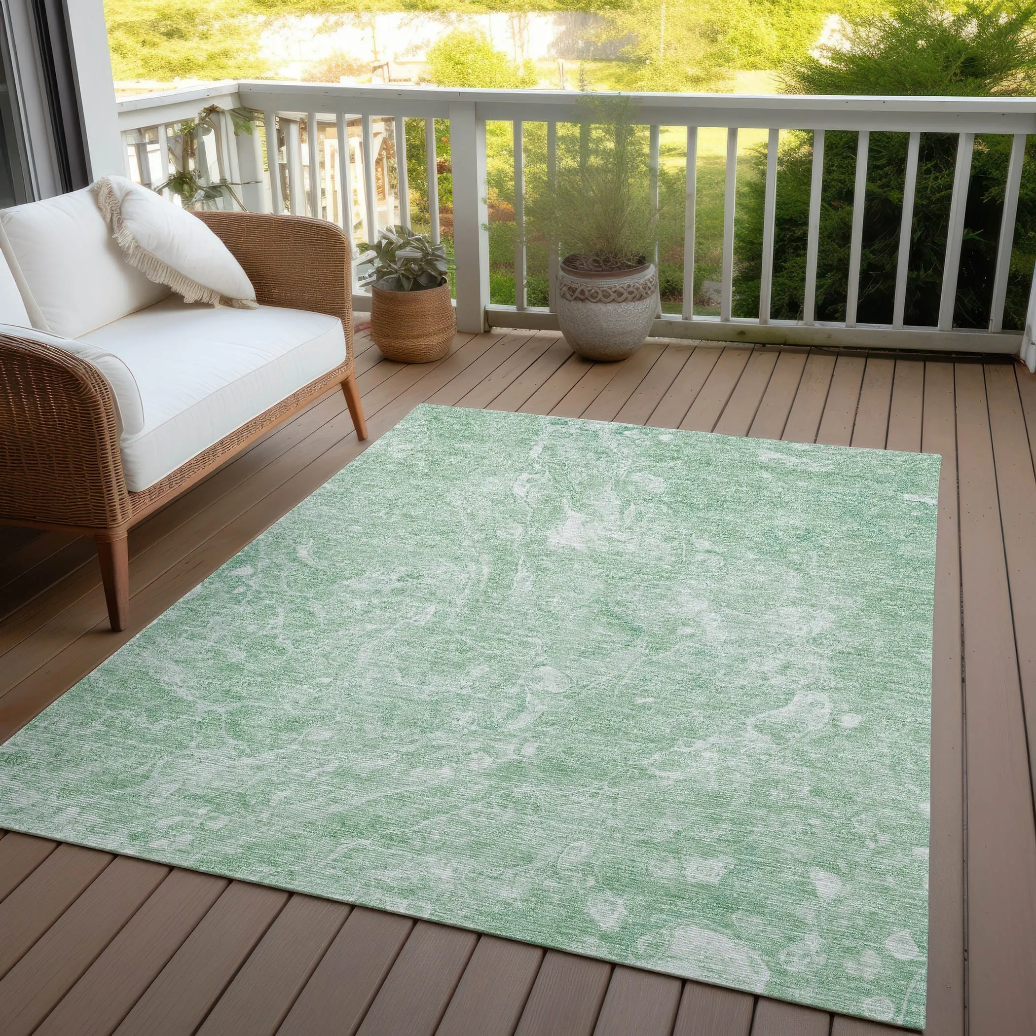 Machine Washable Indoor/ Outdoor Chantille Abstract Watercolor Rug