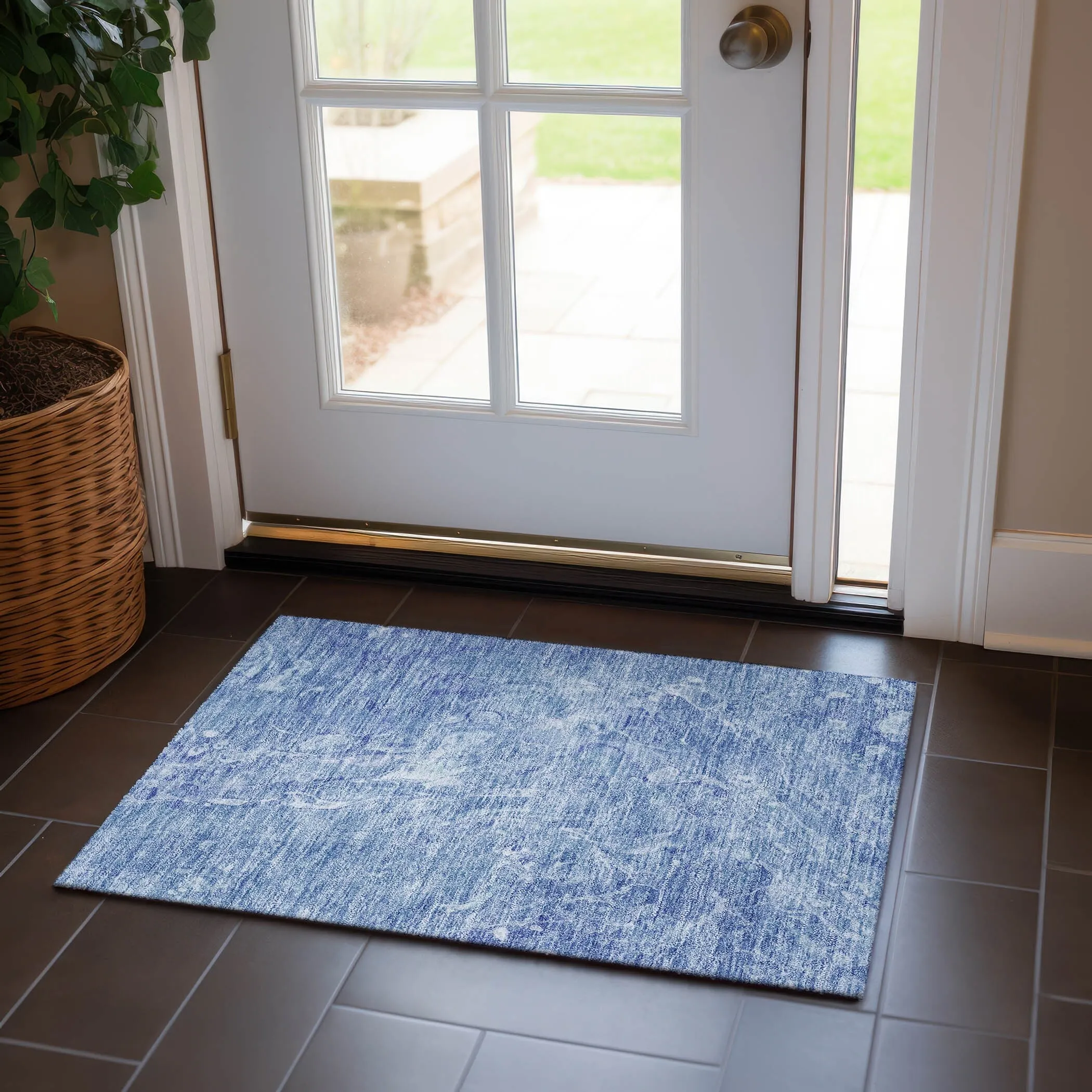 Machine Washable Indoor/ Outdoor Chantille Abstract Watercolor Rug