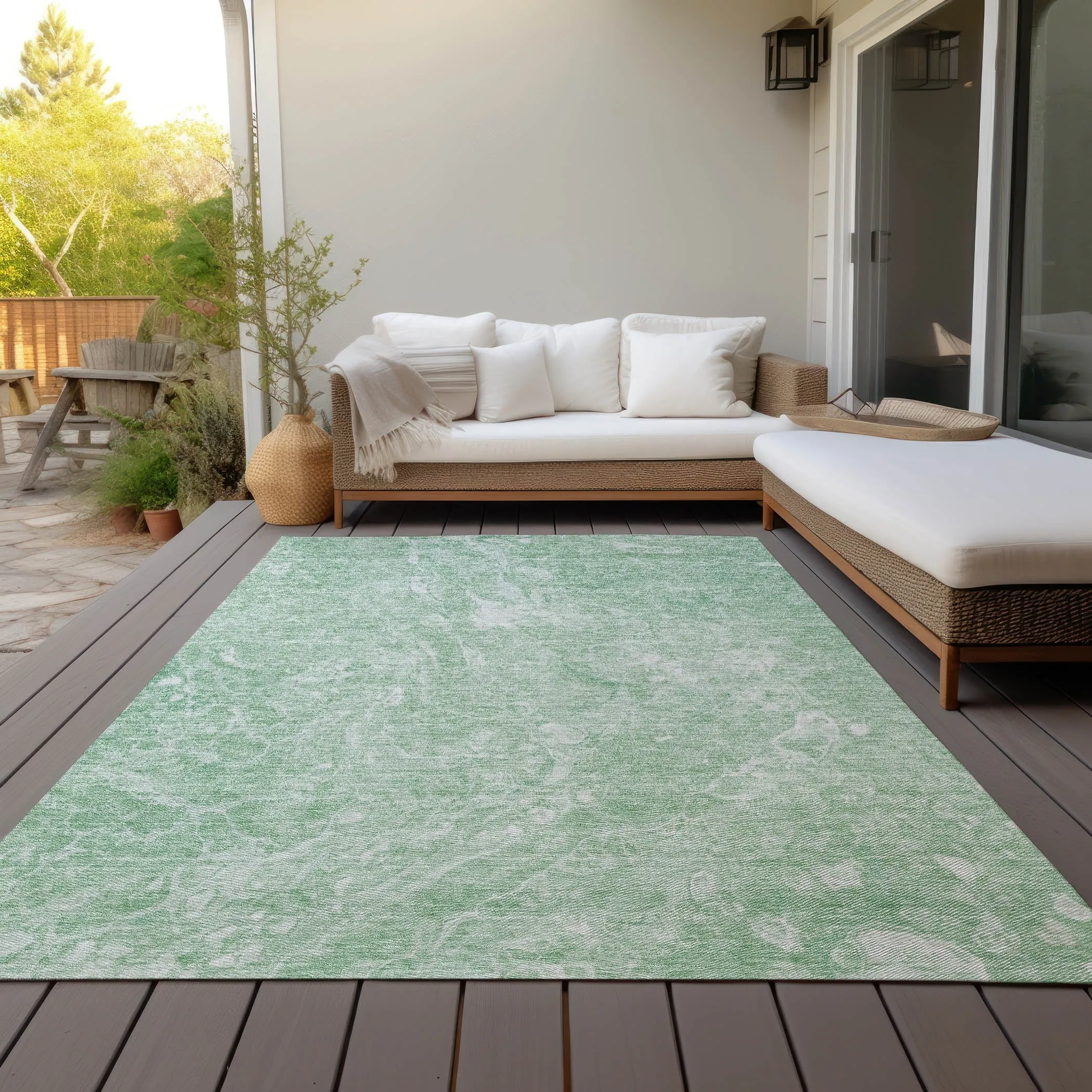 Machine Washable Indoor/ Outdoor Chantille Abstract Watercolor Rug