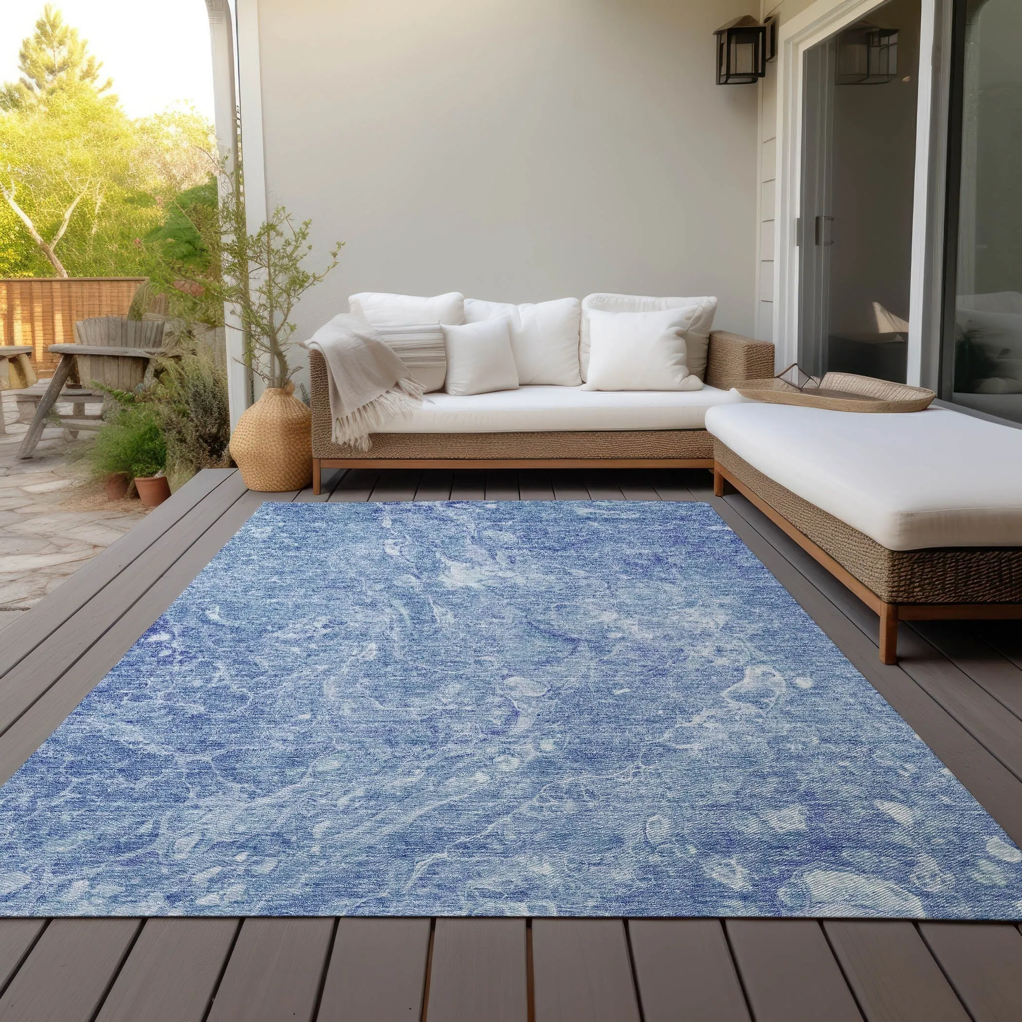 Machine Washable Indoor/ Outdoor Chantille Abstract Watercolor Rug