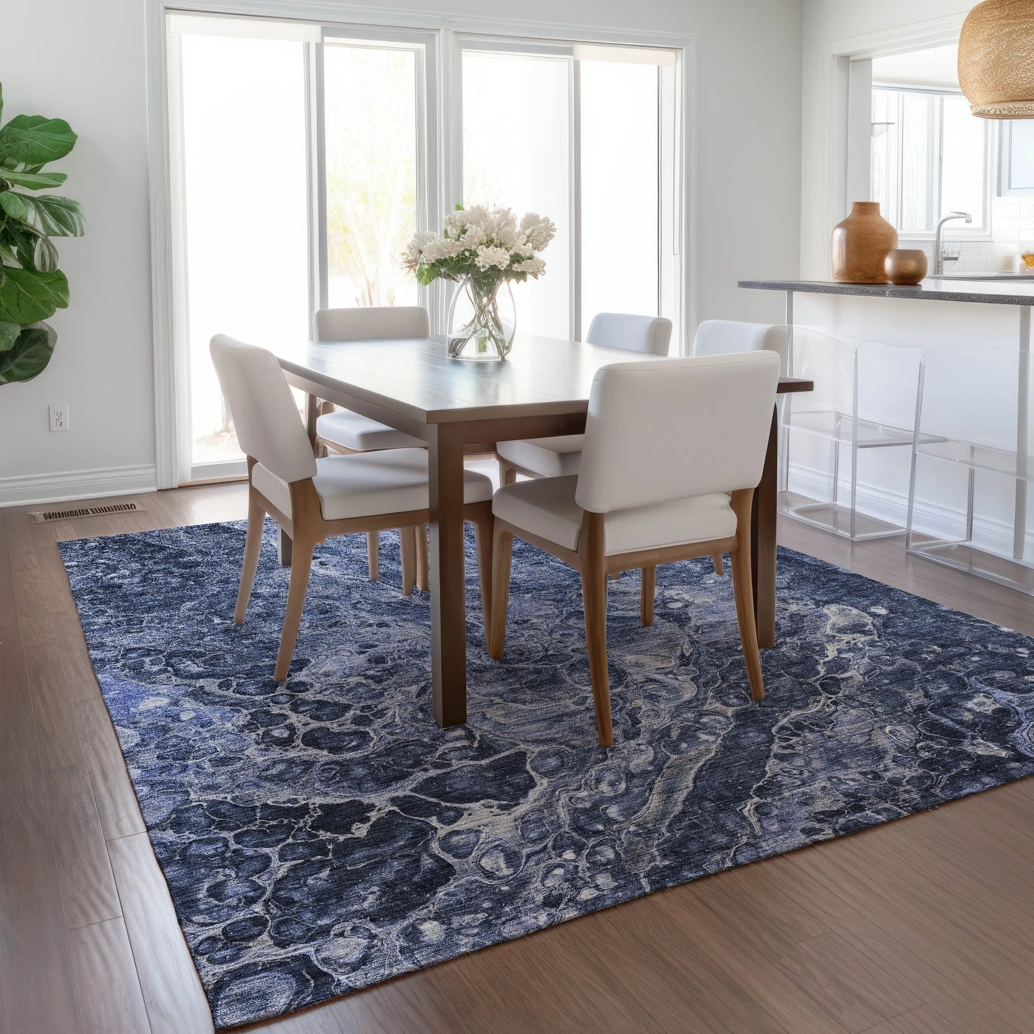 Machine Washable Indoor/ Outdoor Chantille Abstract Watercolor Rug