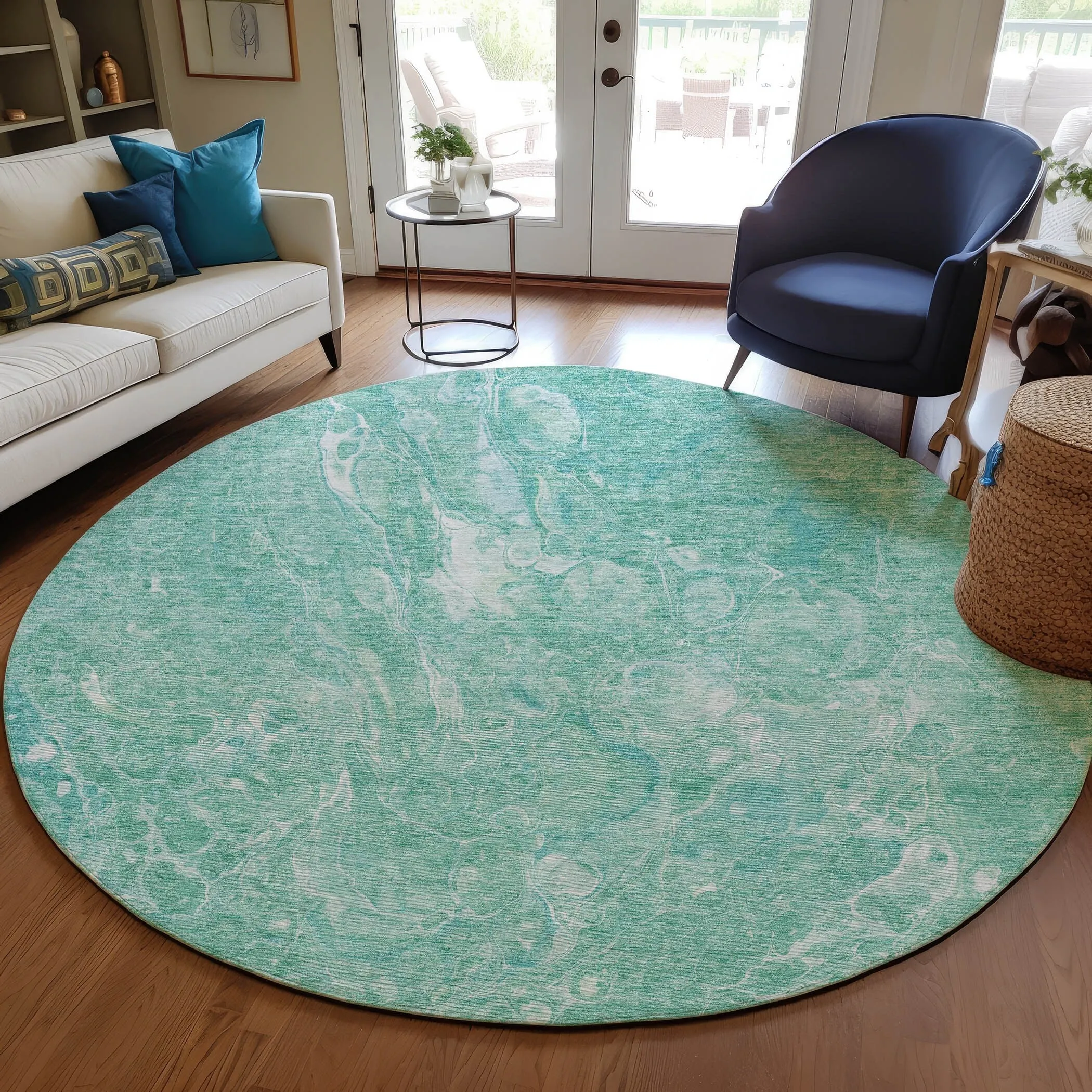 Machine Washable Indoor/ Outdoor Chantille Abstract Watercolor Rug