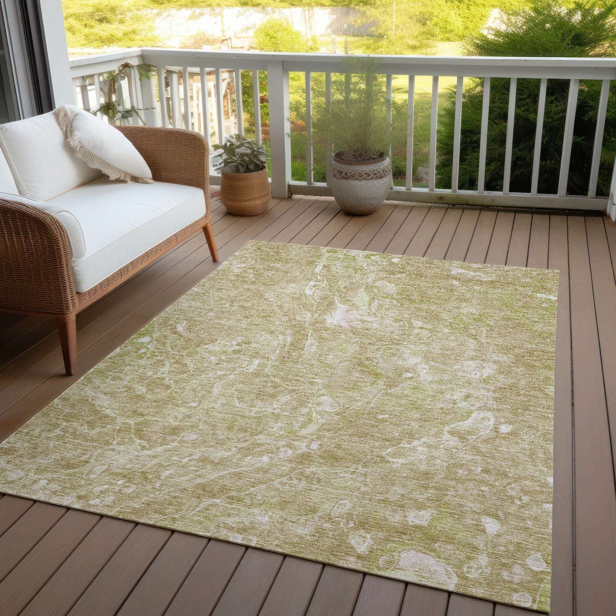 Machine Washable Indoor/ Outdoor Chantille Abstract Watercolor Rug