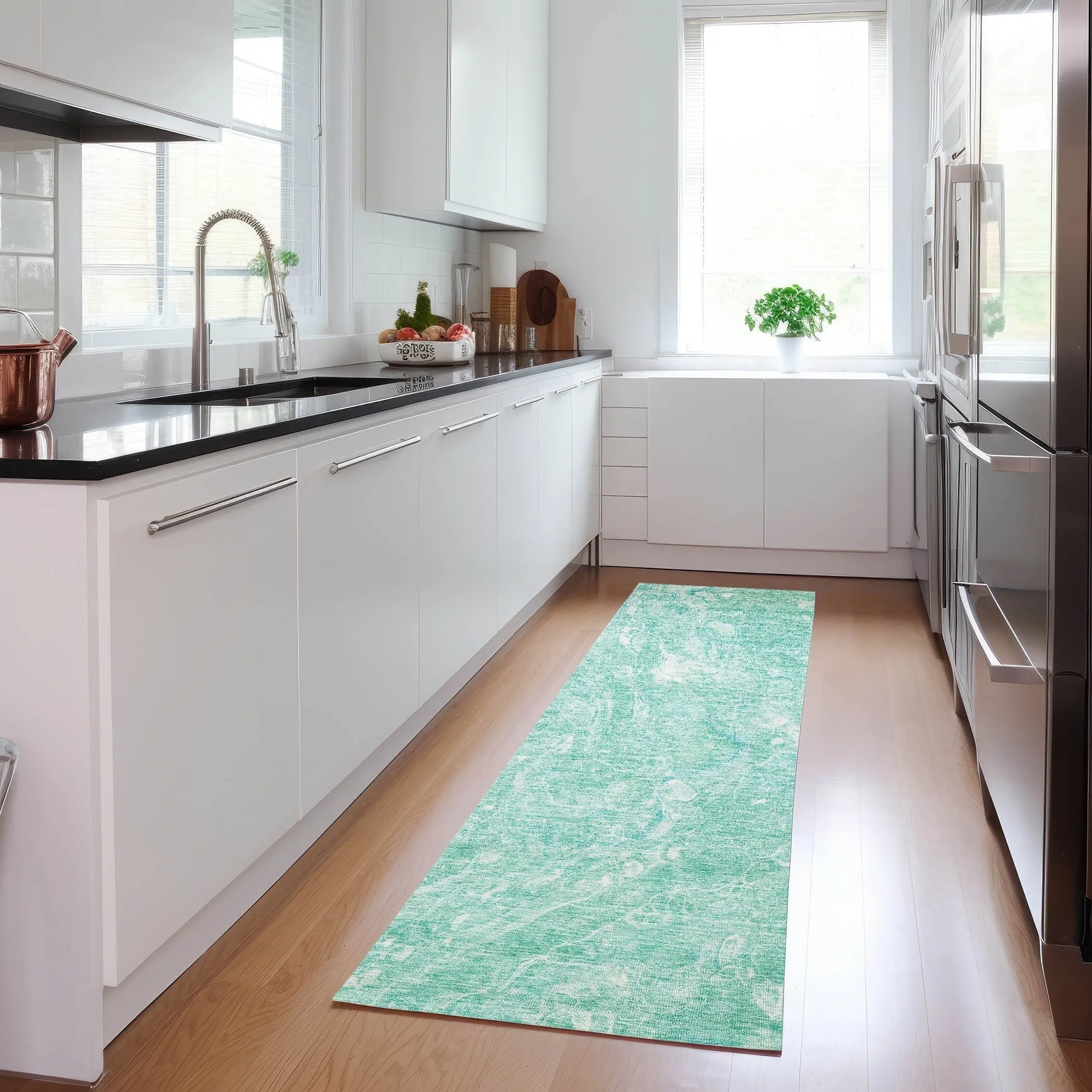Machine Washable Indoor/ Outdoor Chantille Abstract Watercolor Rug