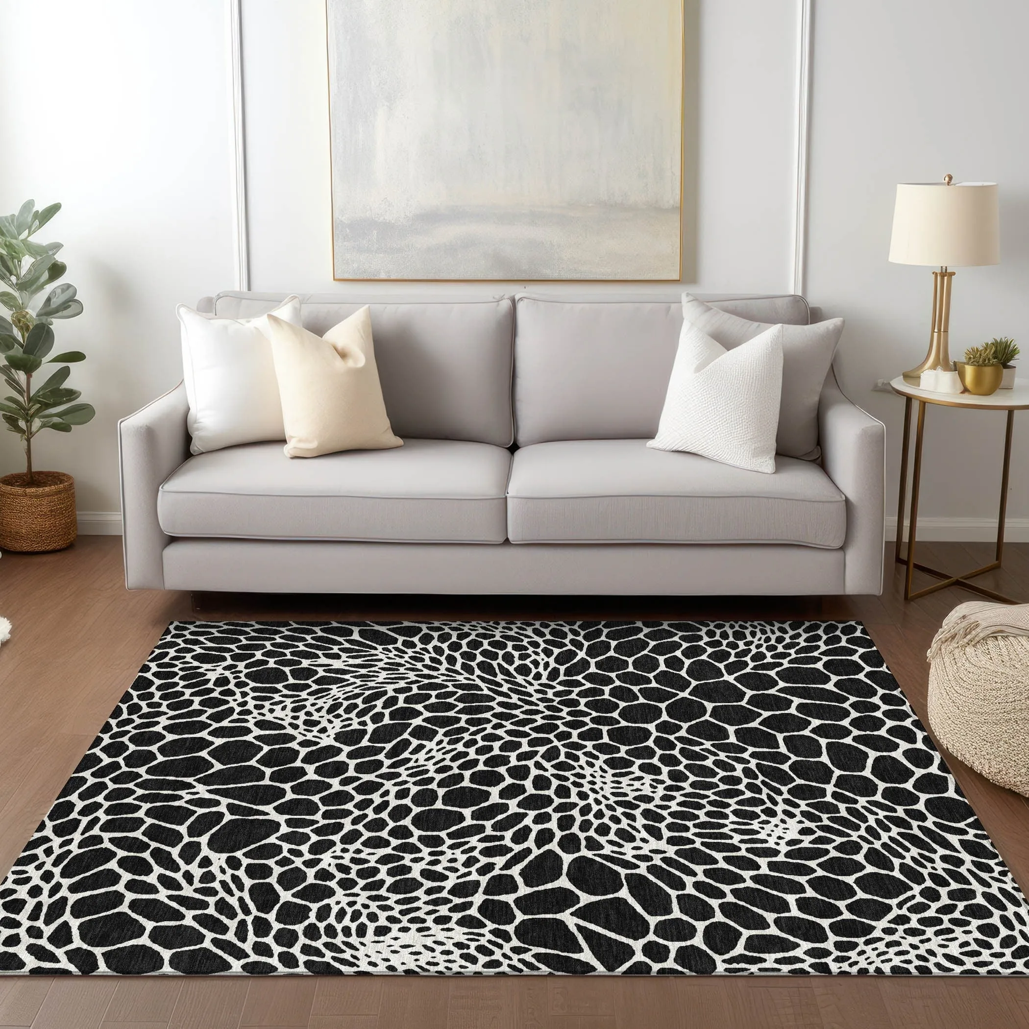 Machine Washable Indoor/ Outdoor Chantille Animal Print Rug