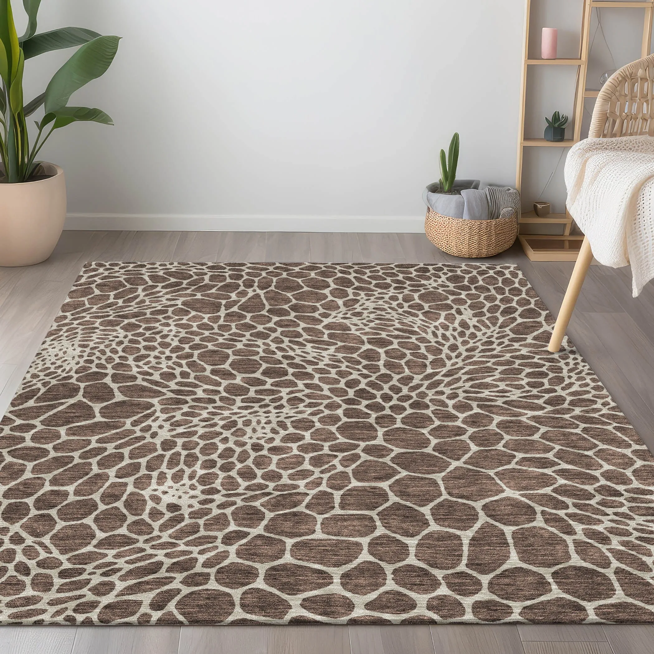 Machine Washable Indoor/ Outdoor Chantille Animal Print Rug